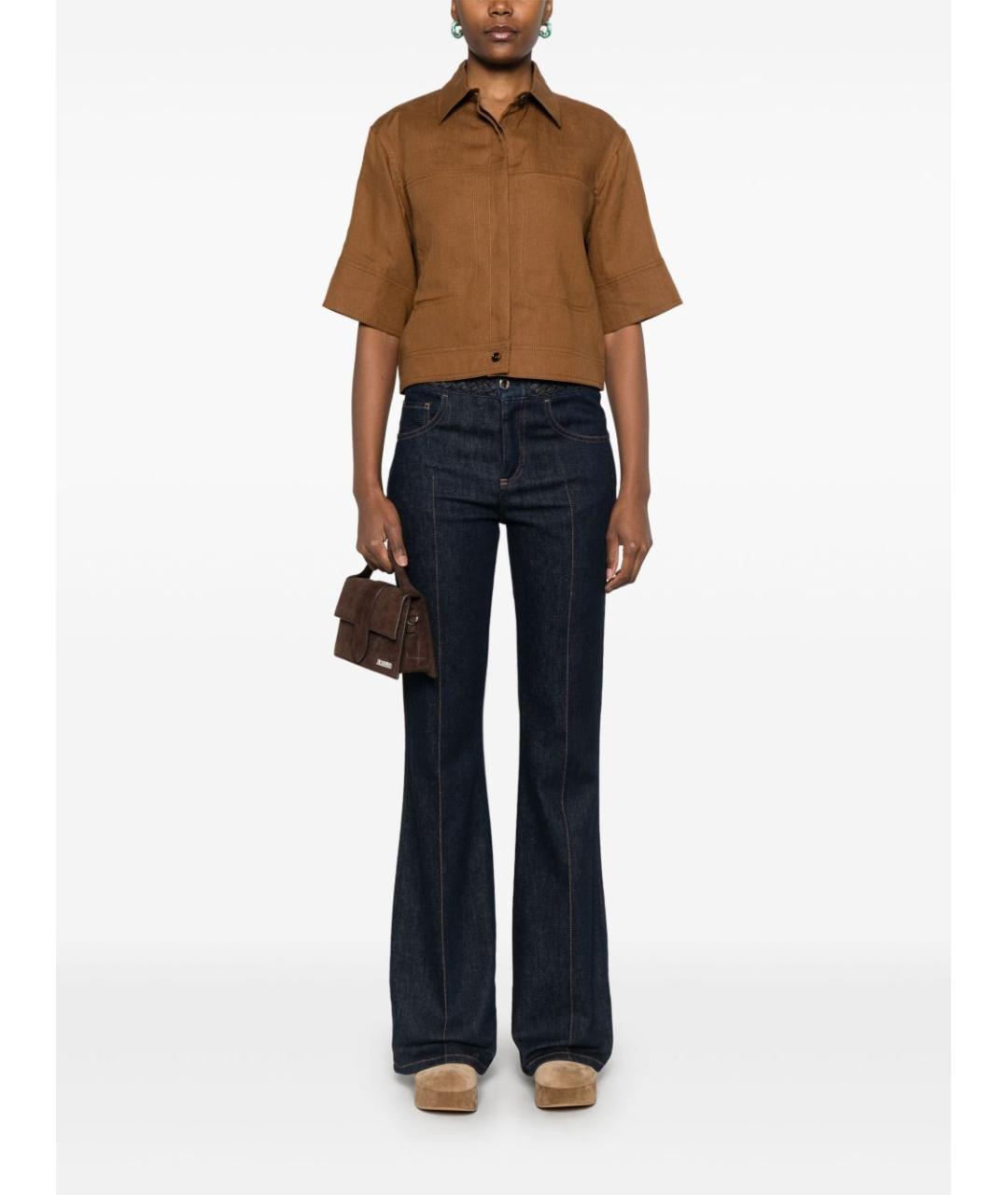 MAX MARA Коричневая льняная рубашка, фото 5