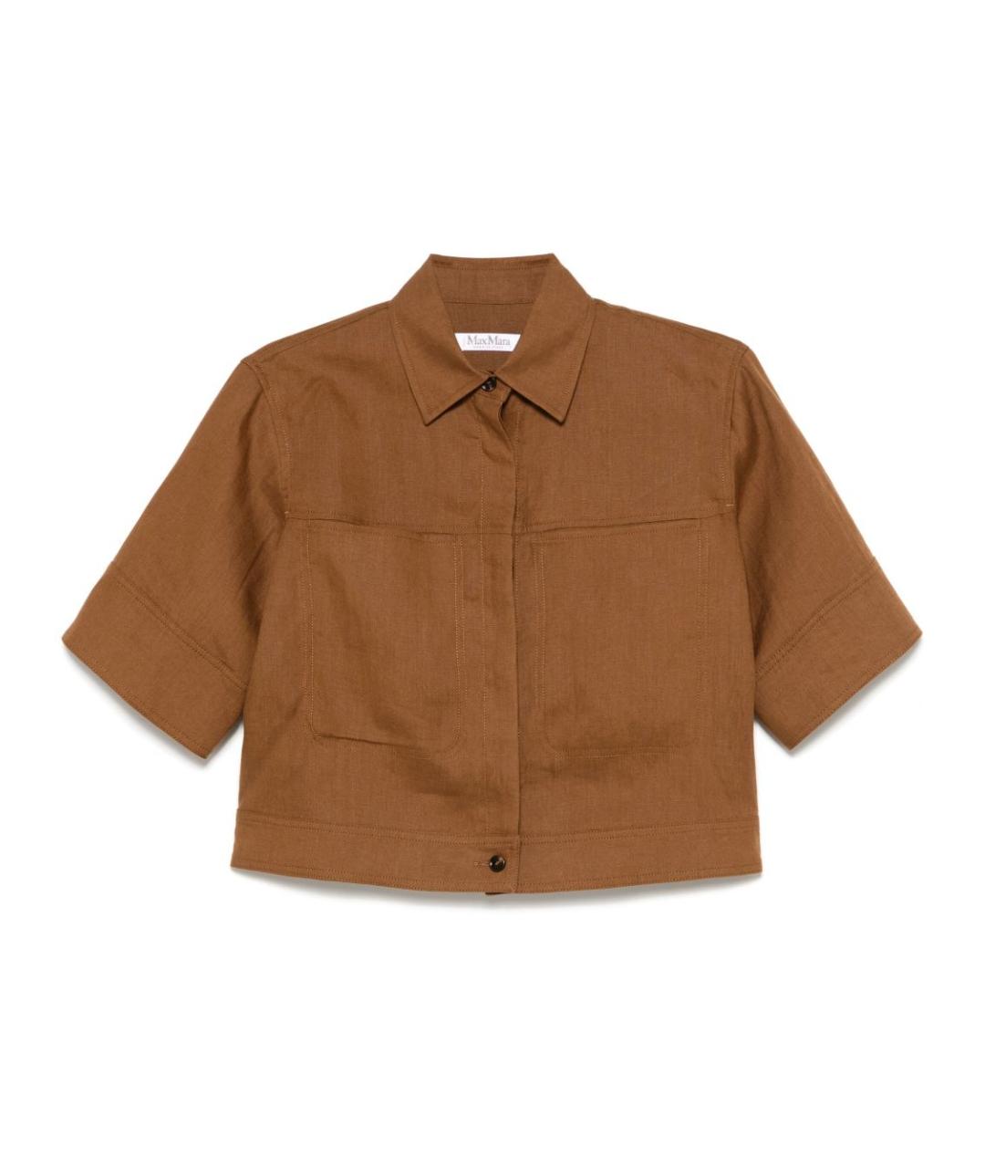 MAX MARA Коричневая льняная рубашка, фото 1