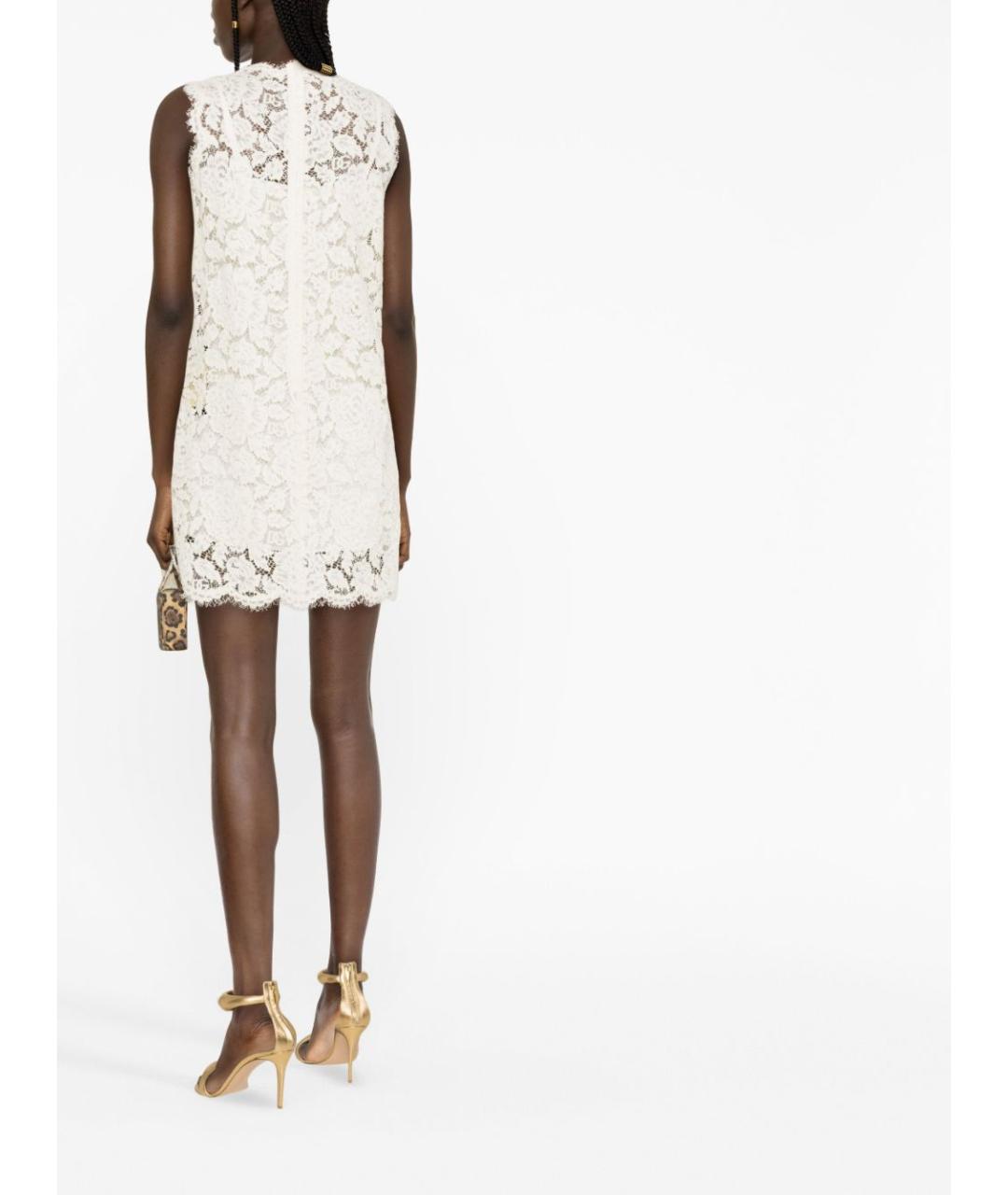 DOLCE&GABBANA Белое вискозное коктейльное платье, фото 4