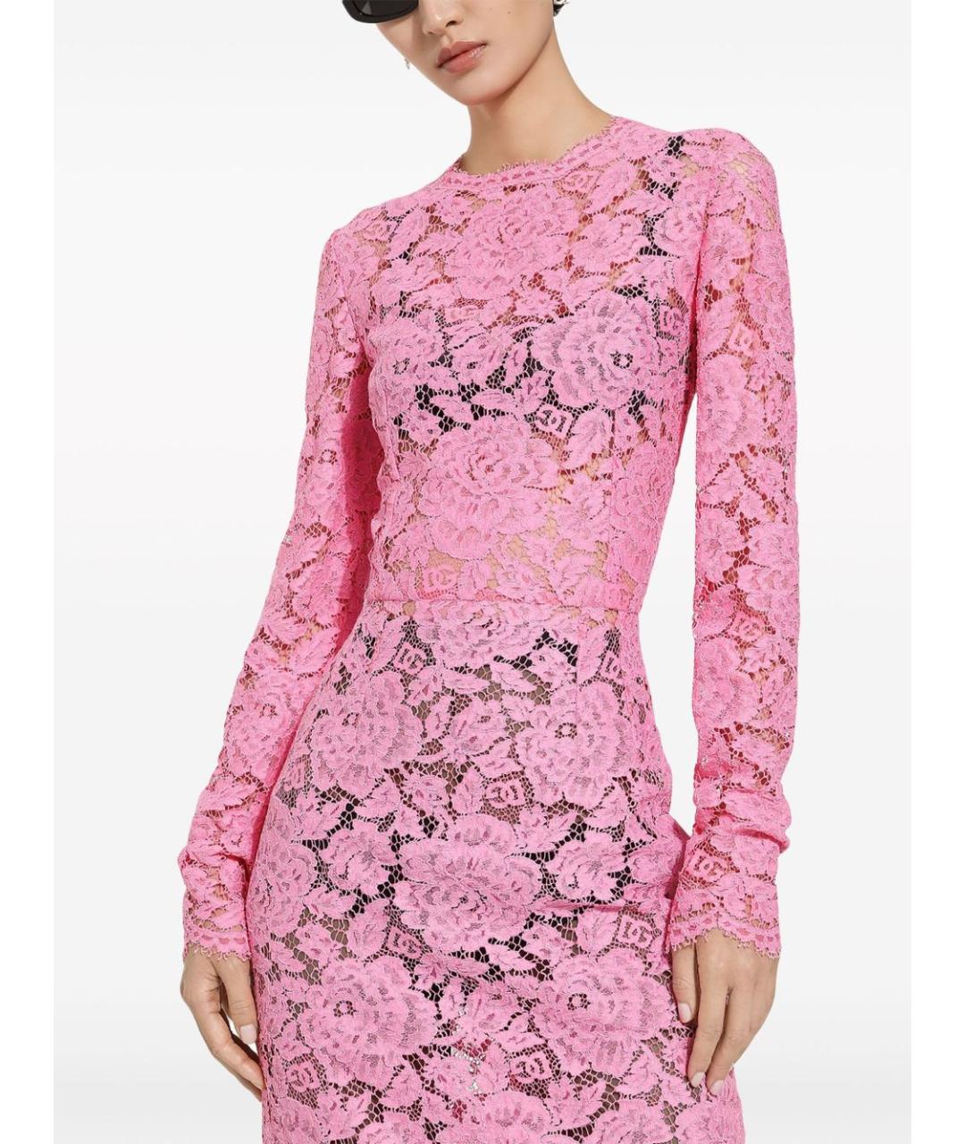 DOLCE&GABBANA Розовое вискозное повседневное платье, фото 4