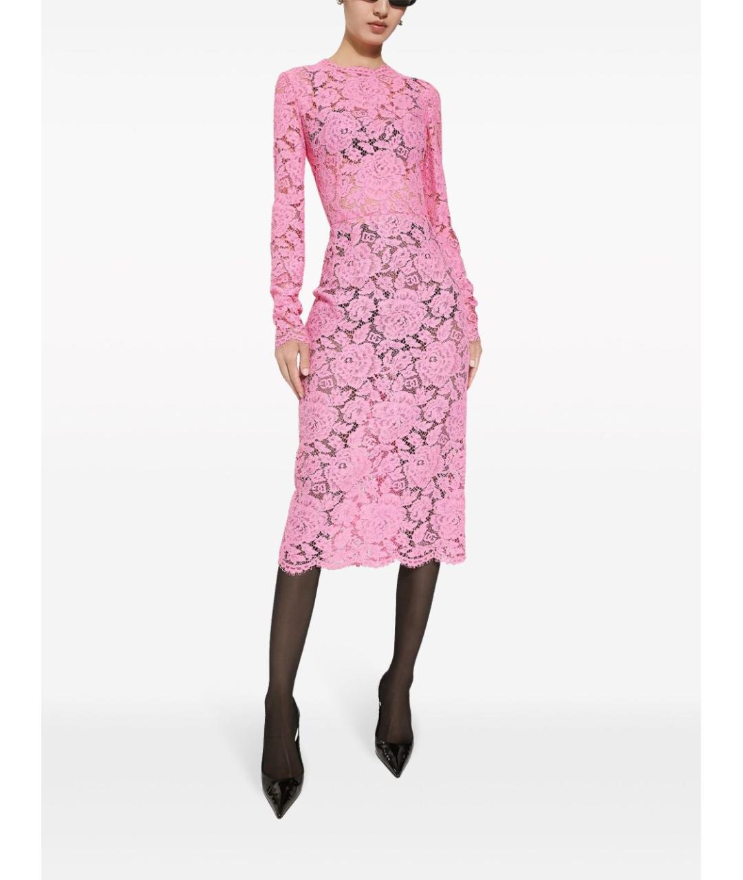DOLCE&GABBANA Розовое вискозное повседневное платье, фото 3