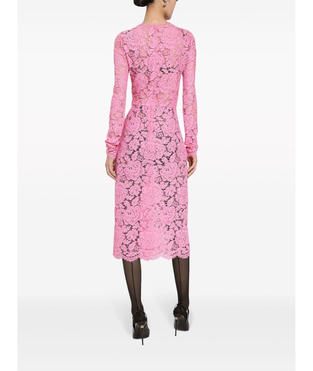 DOLCE&GABBANA Розовое вискозное повседневное платье, фото 5