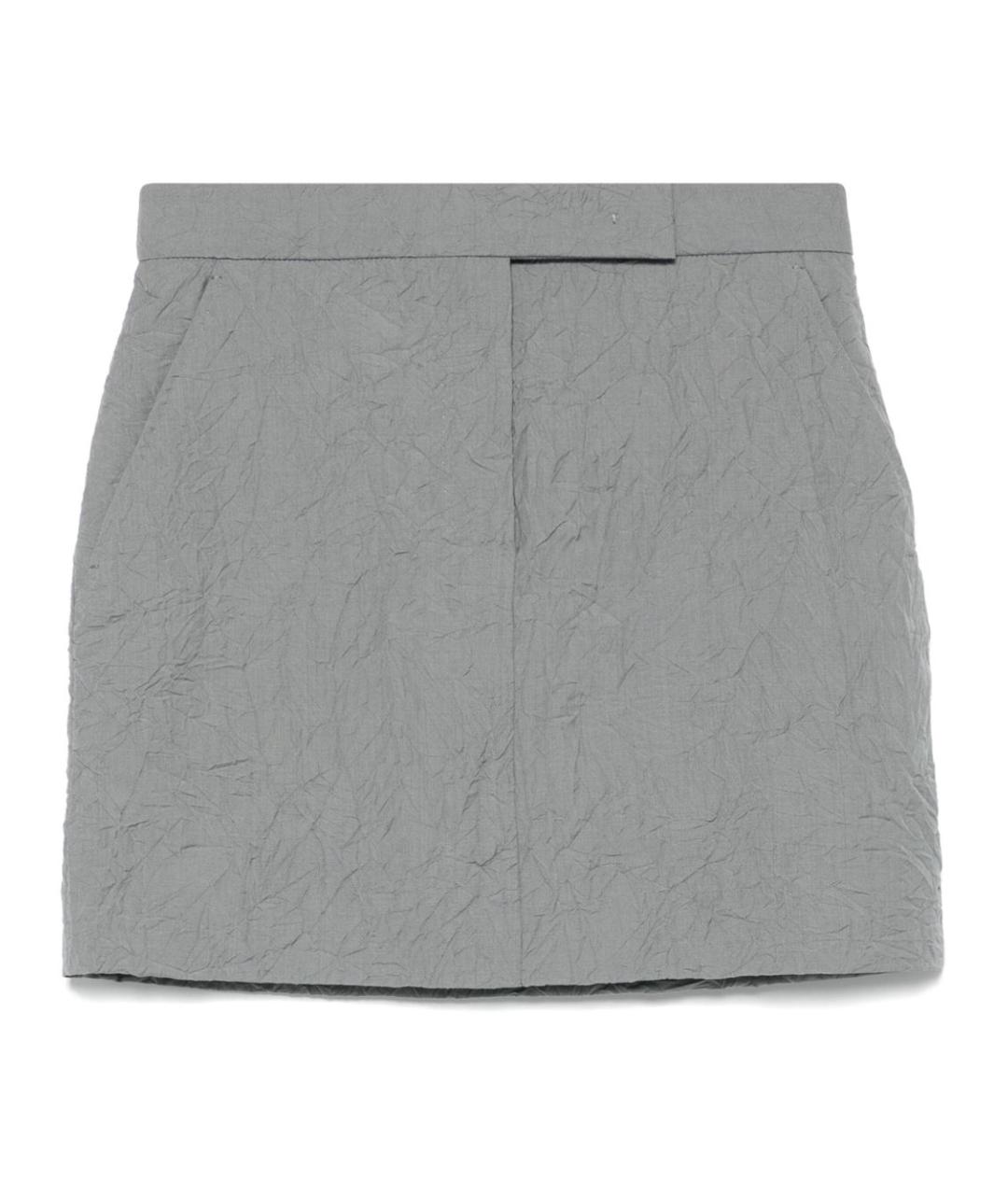 MAX MARA Серая хлопковая юбка мини, фото 1