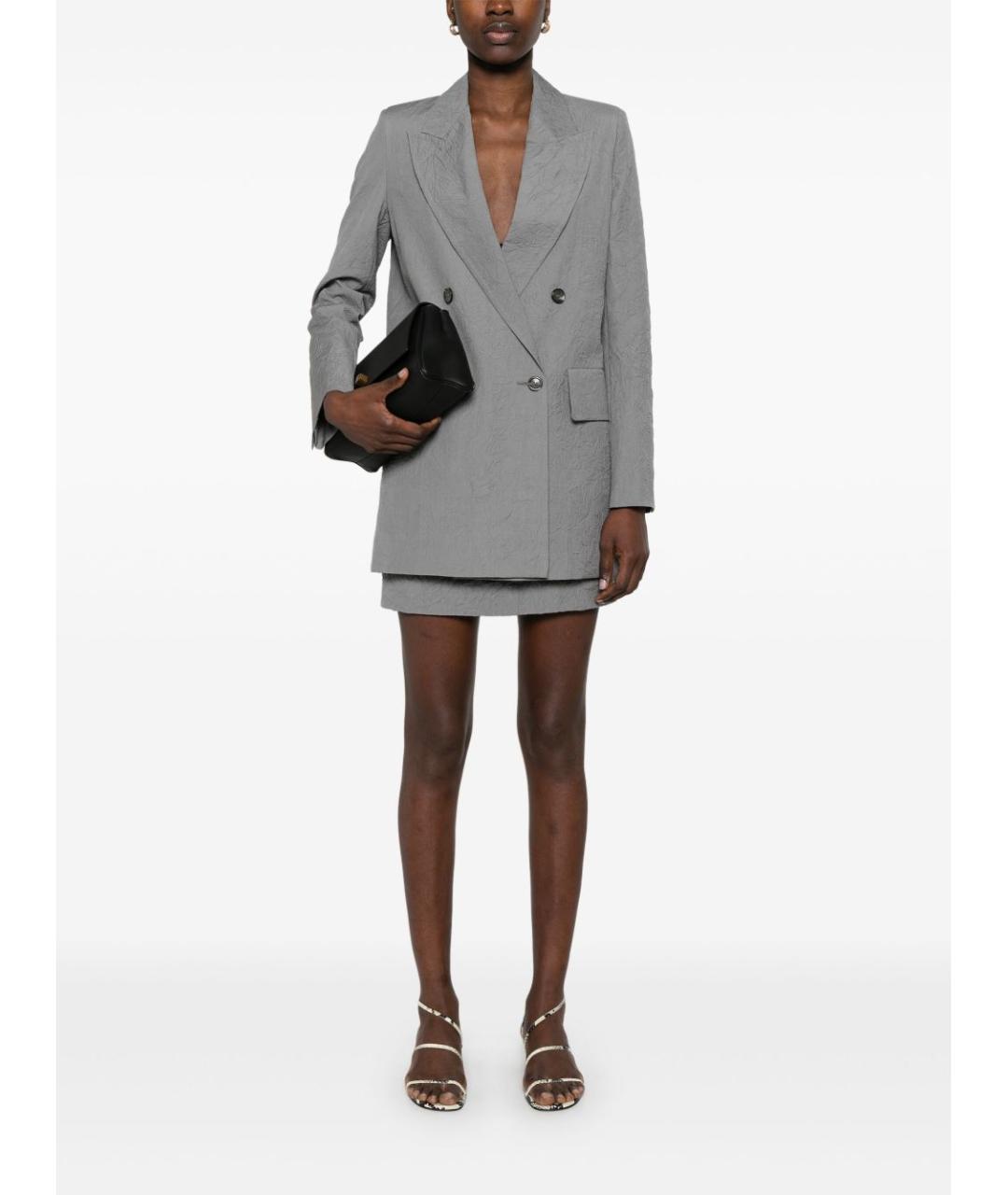 MAX MARA Серая хлопковая юбка мини, фото 2