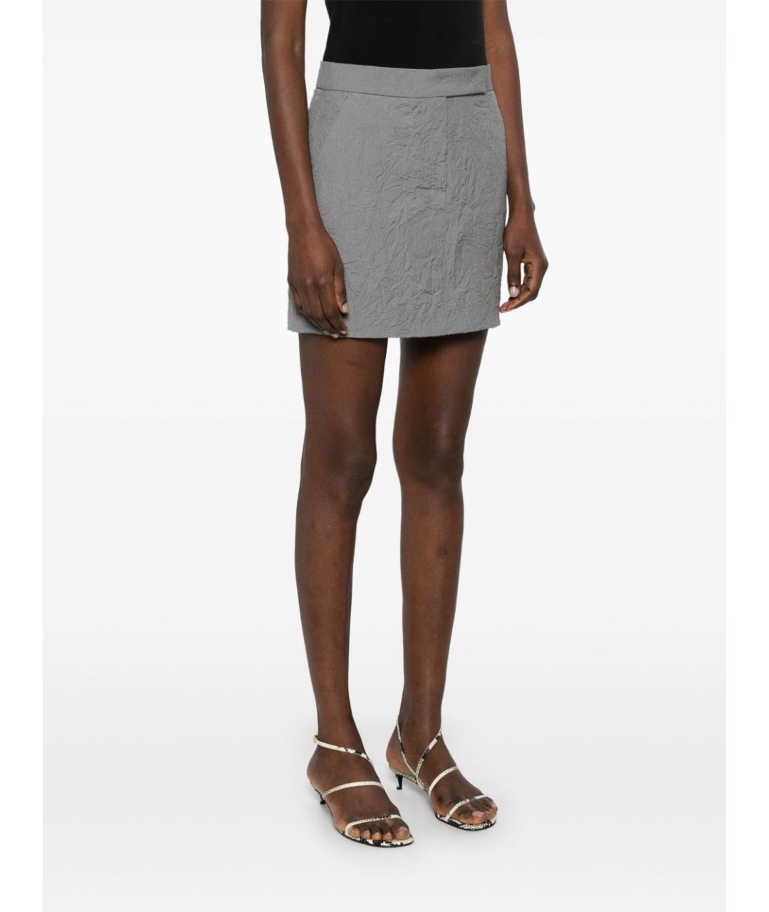 MAX MARA Серая хлопковая юбка мини, фото 5