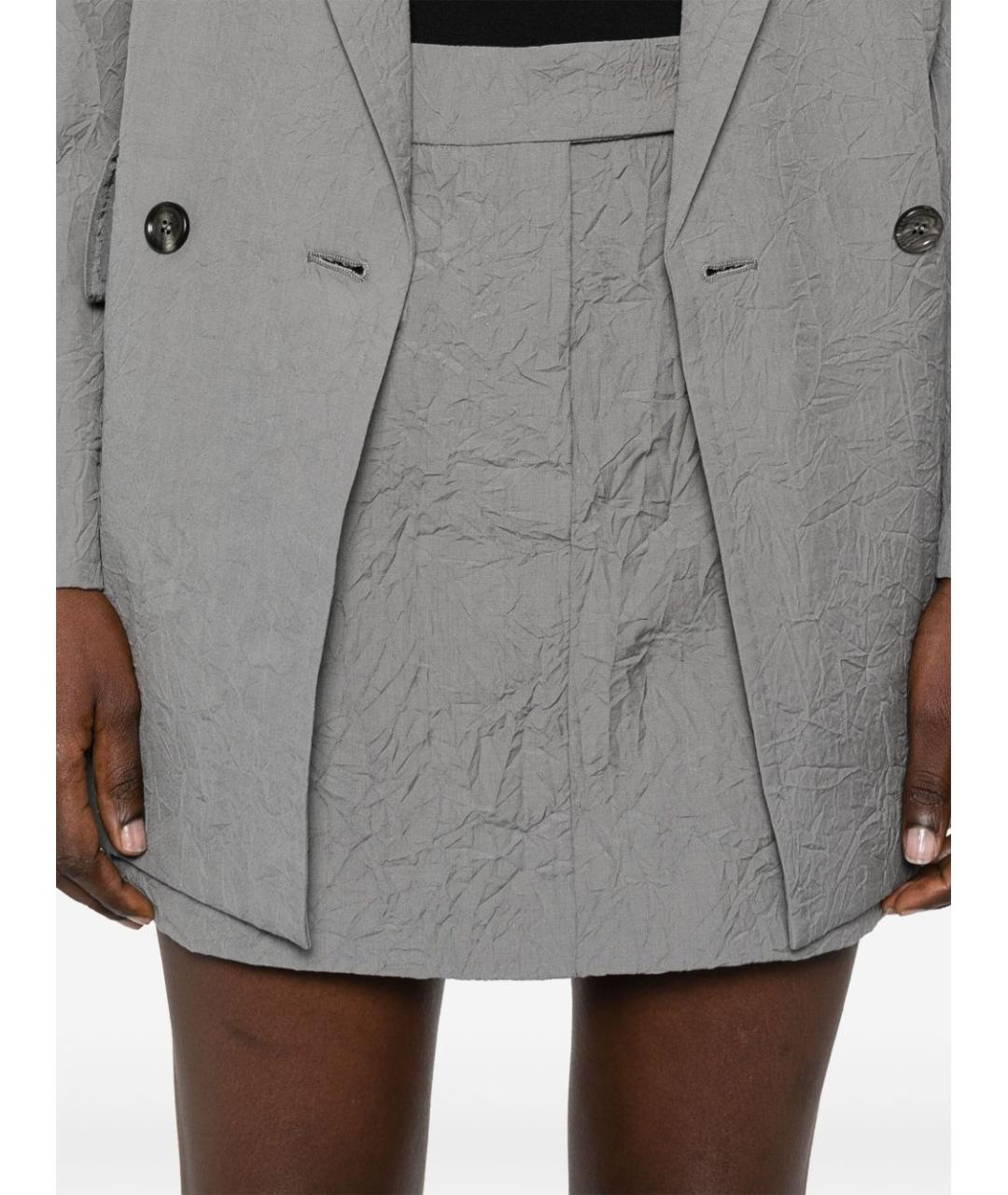 MAX MARA Серая хлопковая юбка мини, фото 4