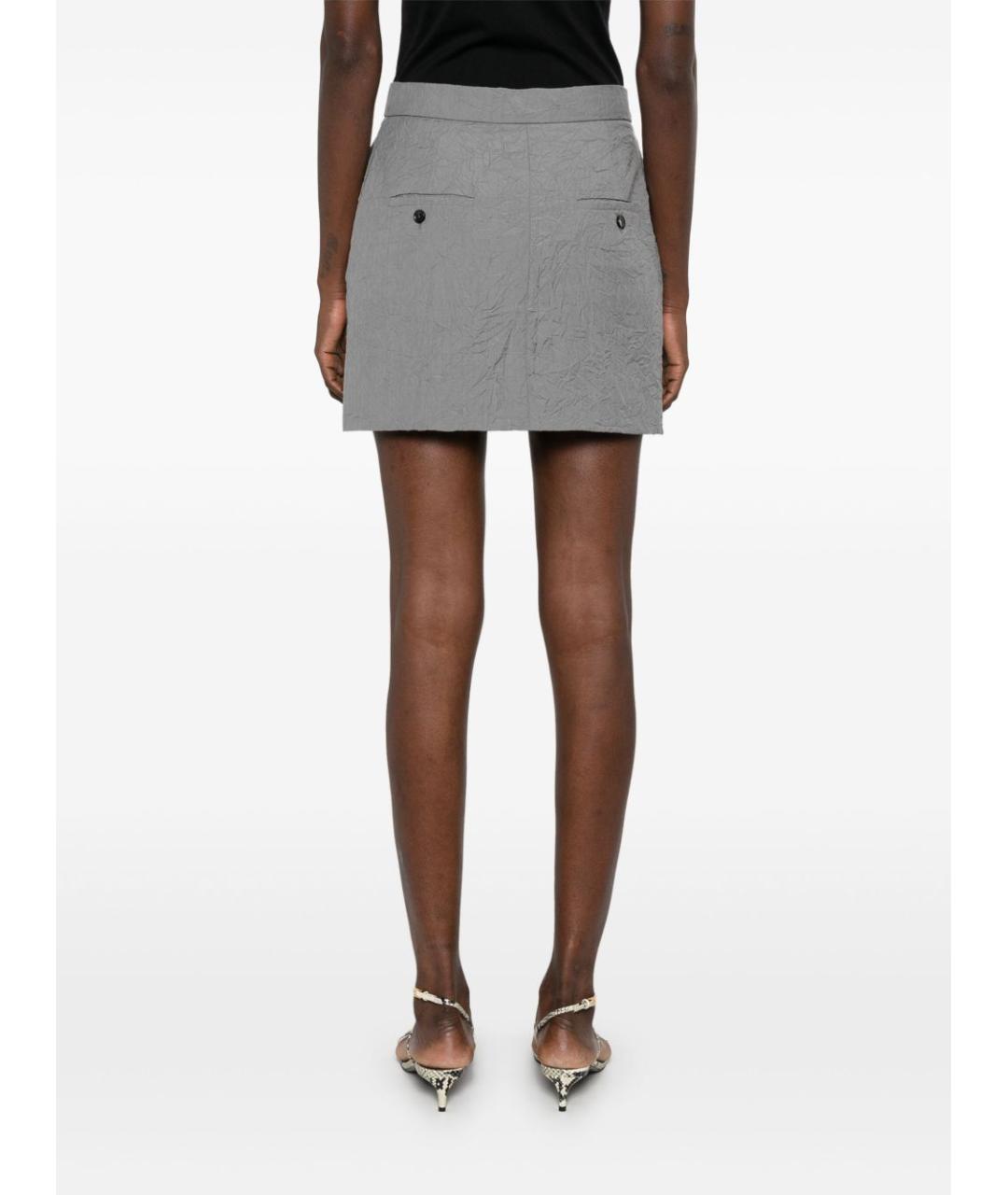 MAX MARA Серая хлопковая юбка мини, фото 3