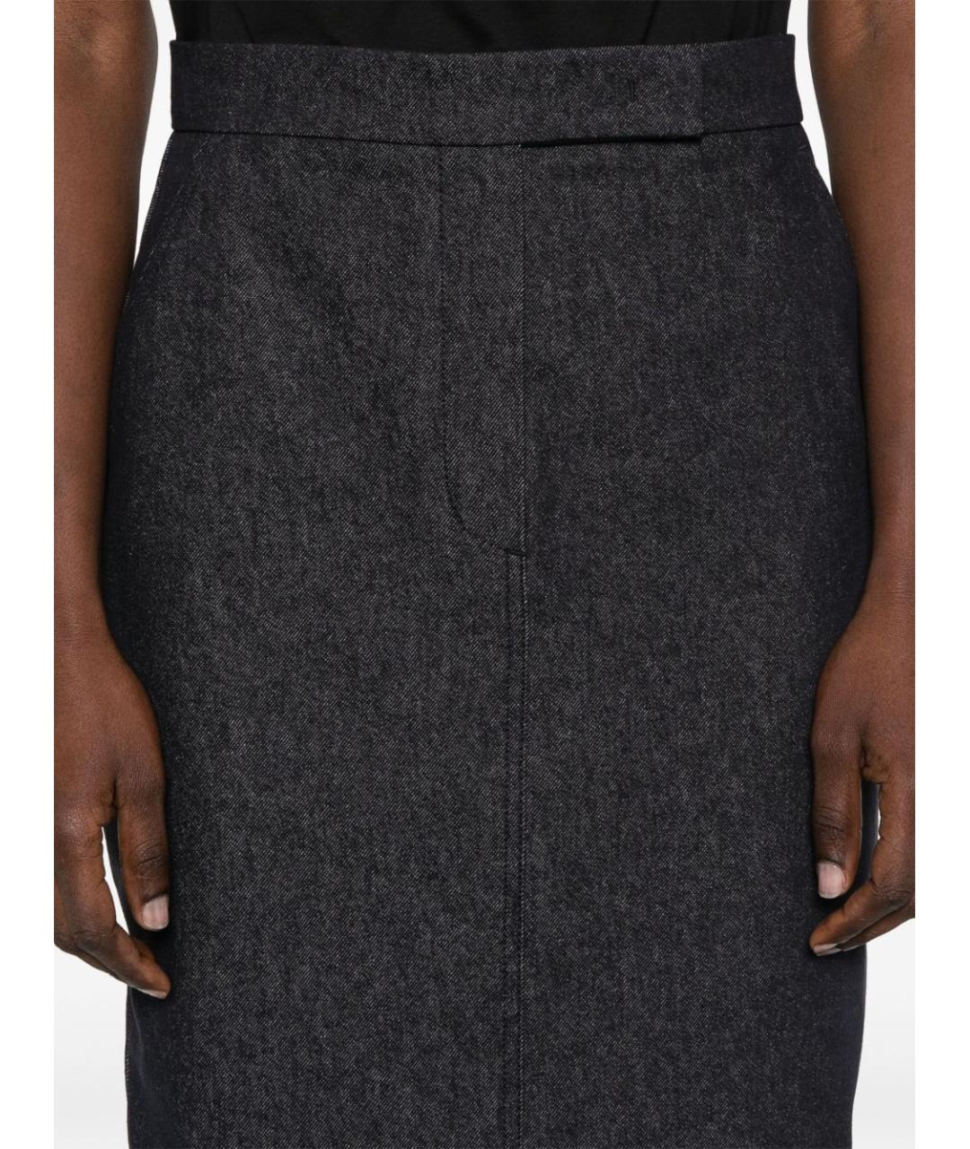 MAX MARA Темно-синяя хлопковая юбка миди, фото 3