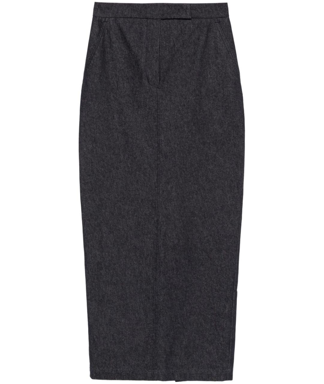 MAX MARA Темно-синяя хлопковая юбка миди, фото 1