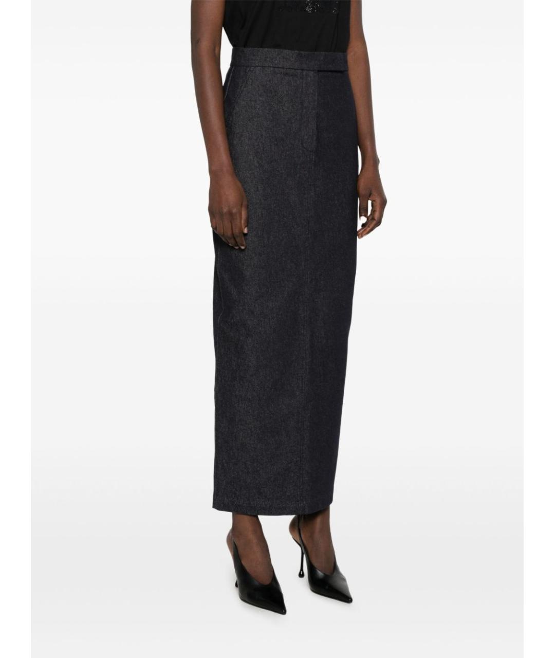 MAX MARA Темно-синяя хлопковая юбка миди, фото 5
