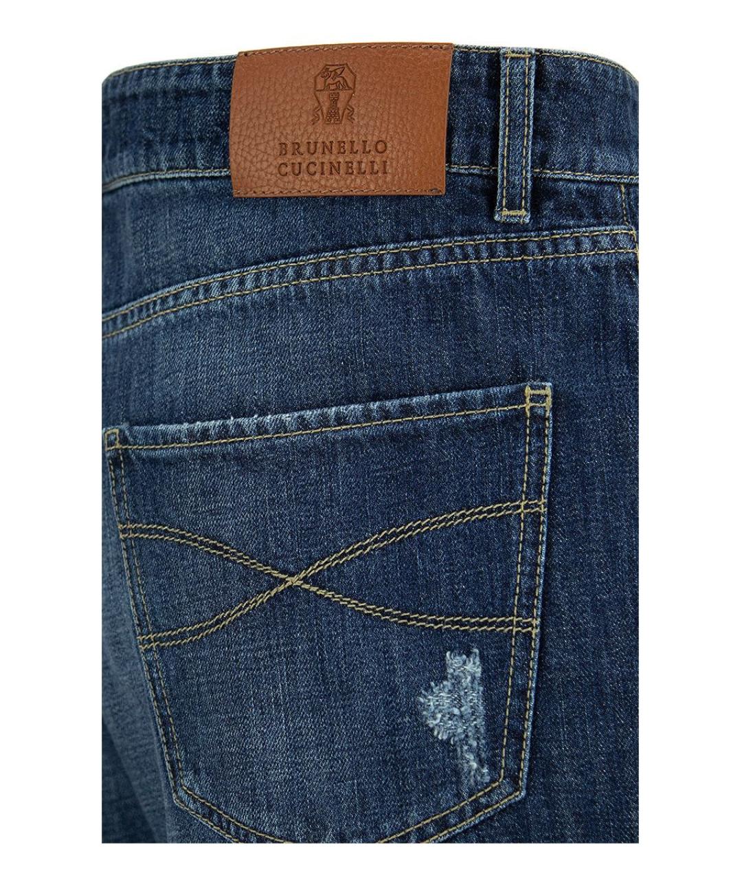 BRUNELLO CUCINELLI Синие хлопковые повседневные брюки, фото 4