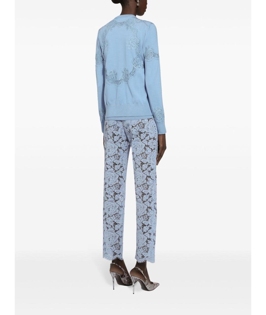 DOLCE&GABBANA Голубые хлопковые прямые брюки, фото 4