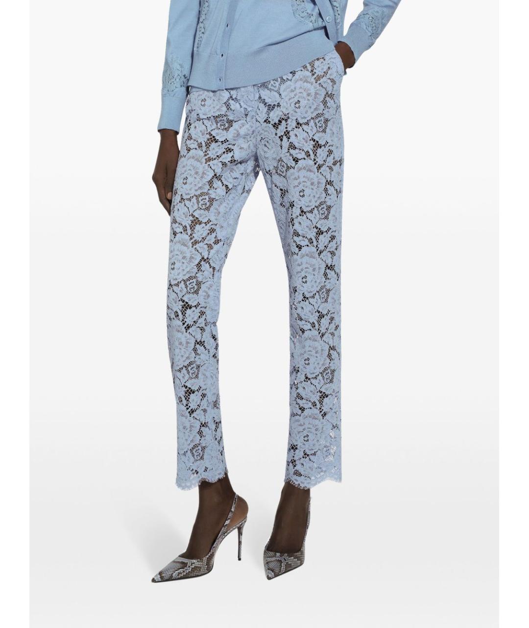 DOLCE&GABBANA Голубые хлопковые прямые брюки, фото 5