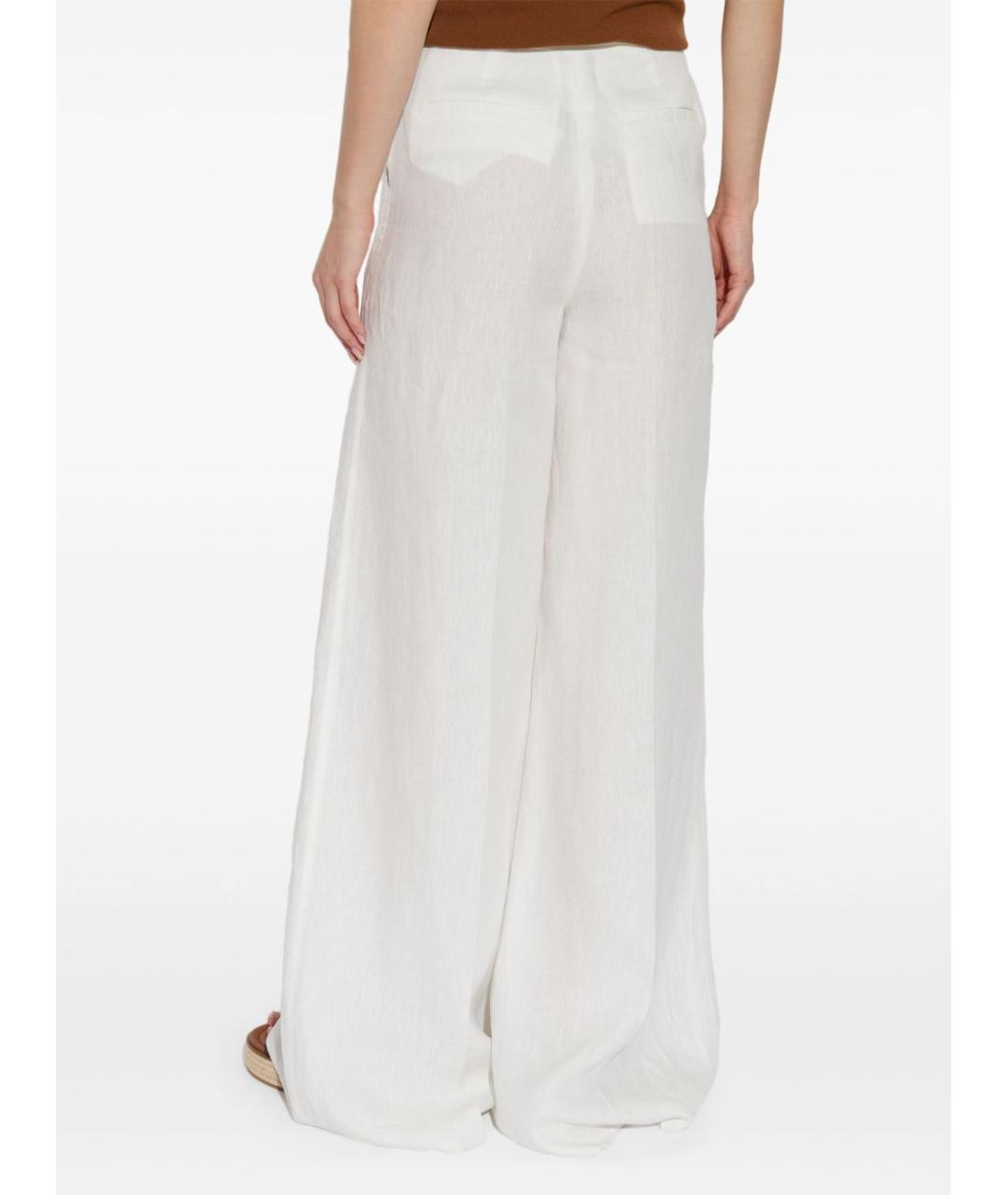 MAX MARA Белые хлопковые прямые брюки, фото 2