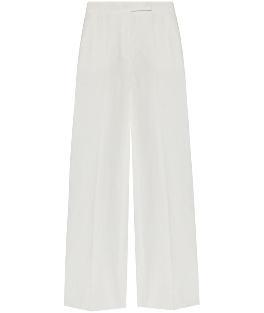 MAX MARA Белые хлопковые прямые брюки, фото 1