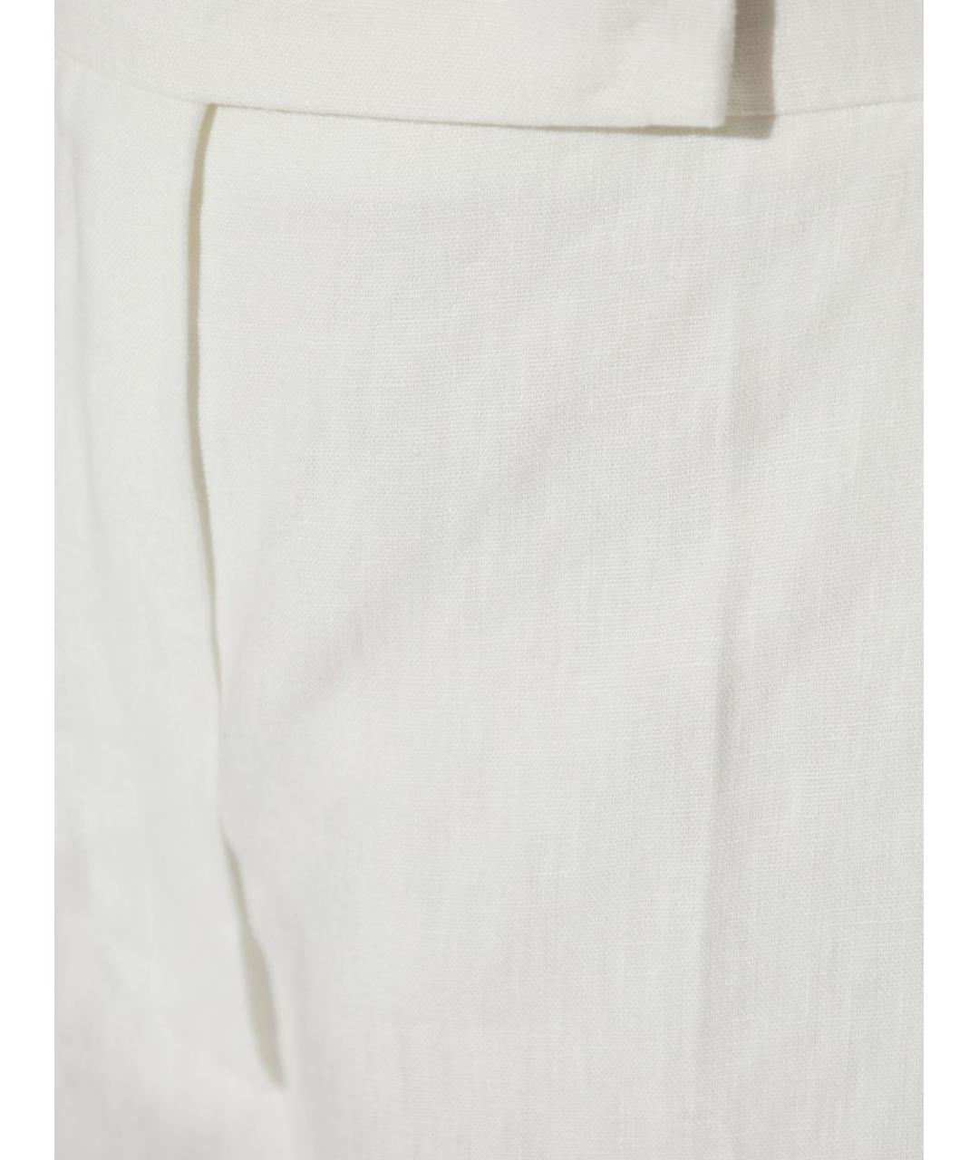 MAX MARA Белые хлопковые прямые брюки, фото 4