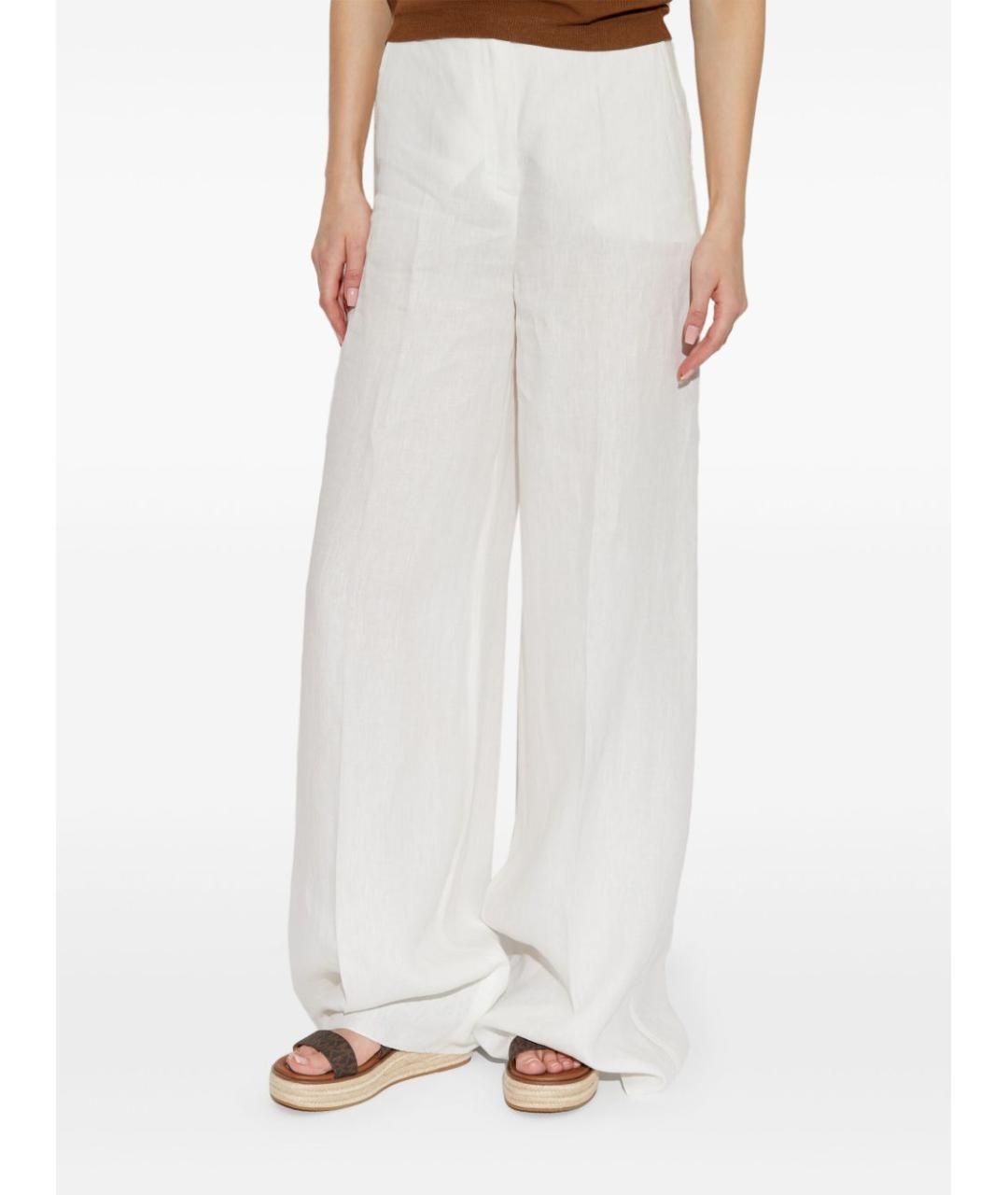 MAX MARA Белые хлопковые прямые брюки, фото 3