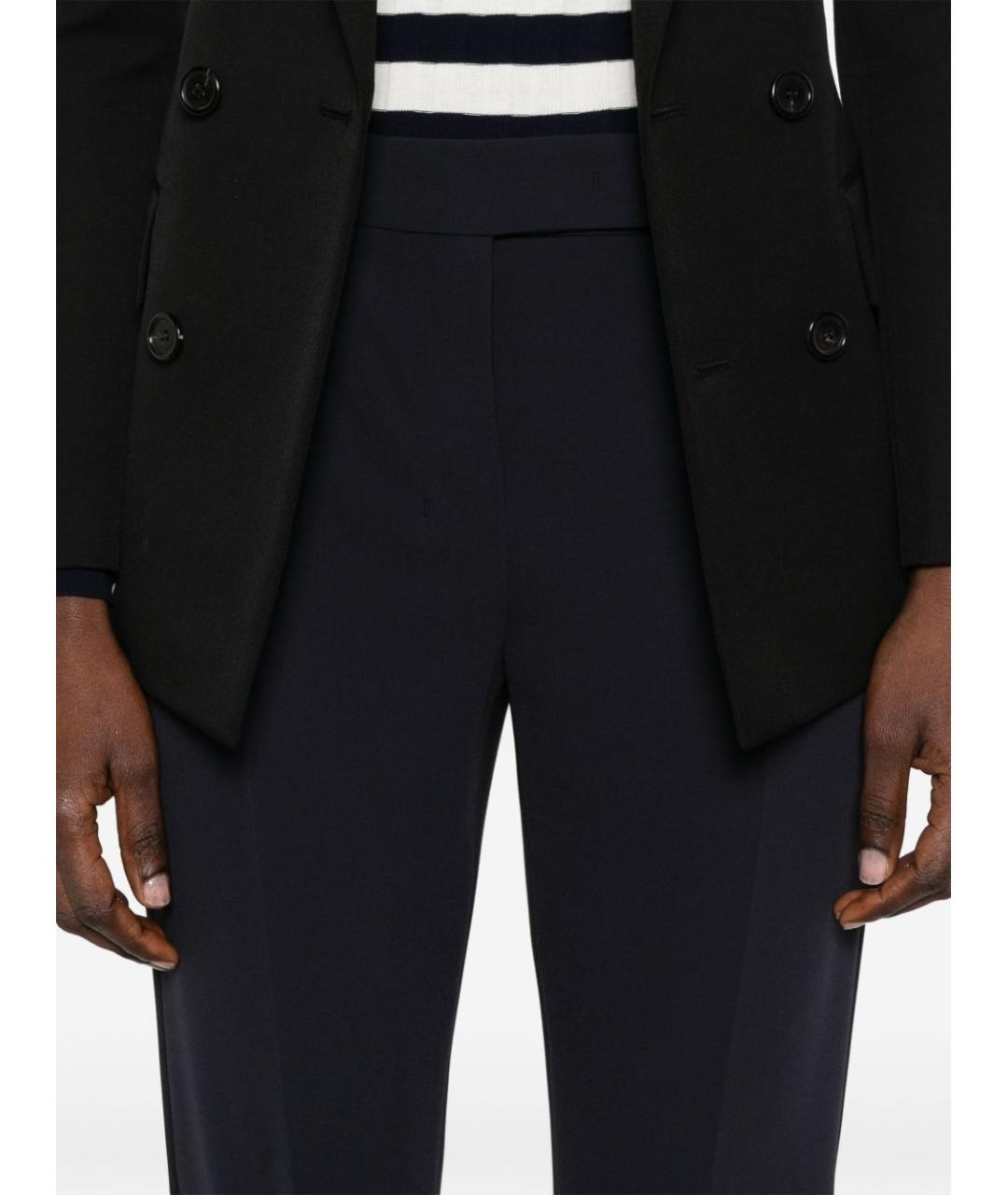 MAX MARA Темно-синие полиэстеровые прямые брюки, фото 5
