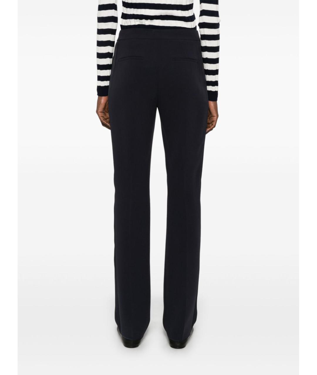 MAX MARA Темно-синие полиэстеровые прямые брюки, фото 3