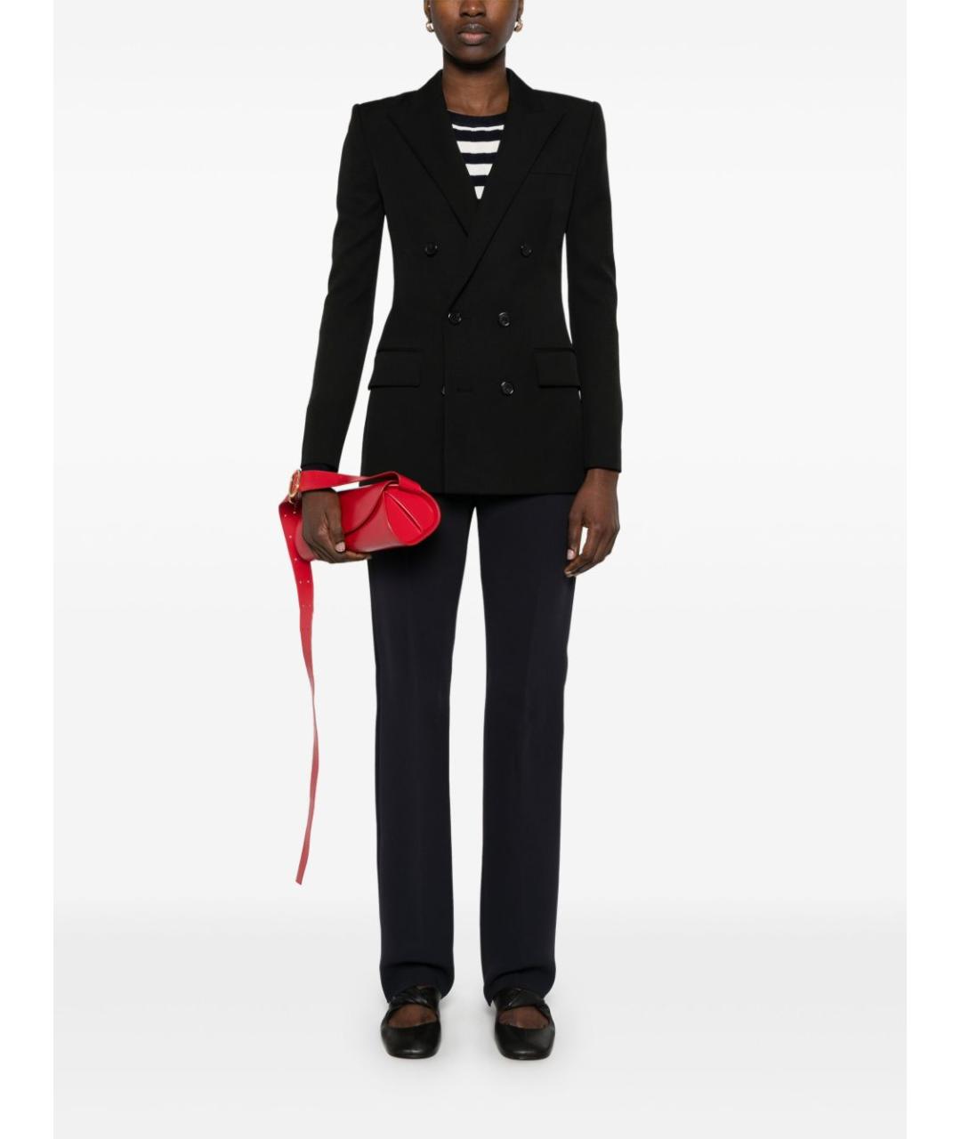 MAX MARA Темно-синие полиэстеровые прямые брюки, фото 2