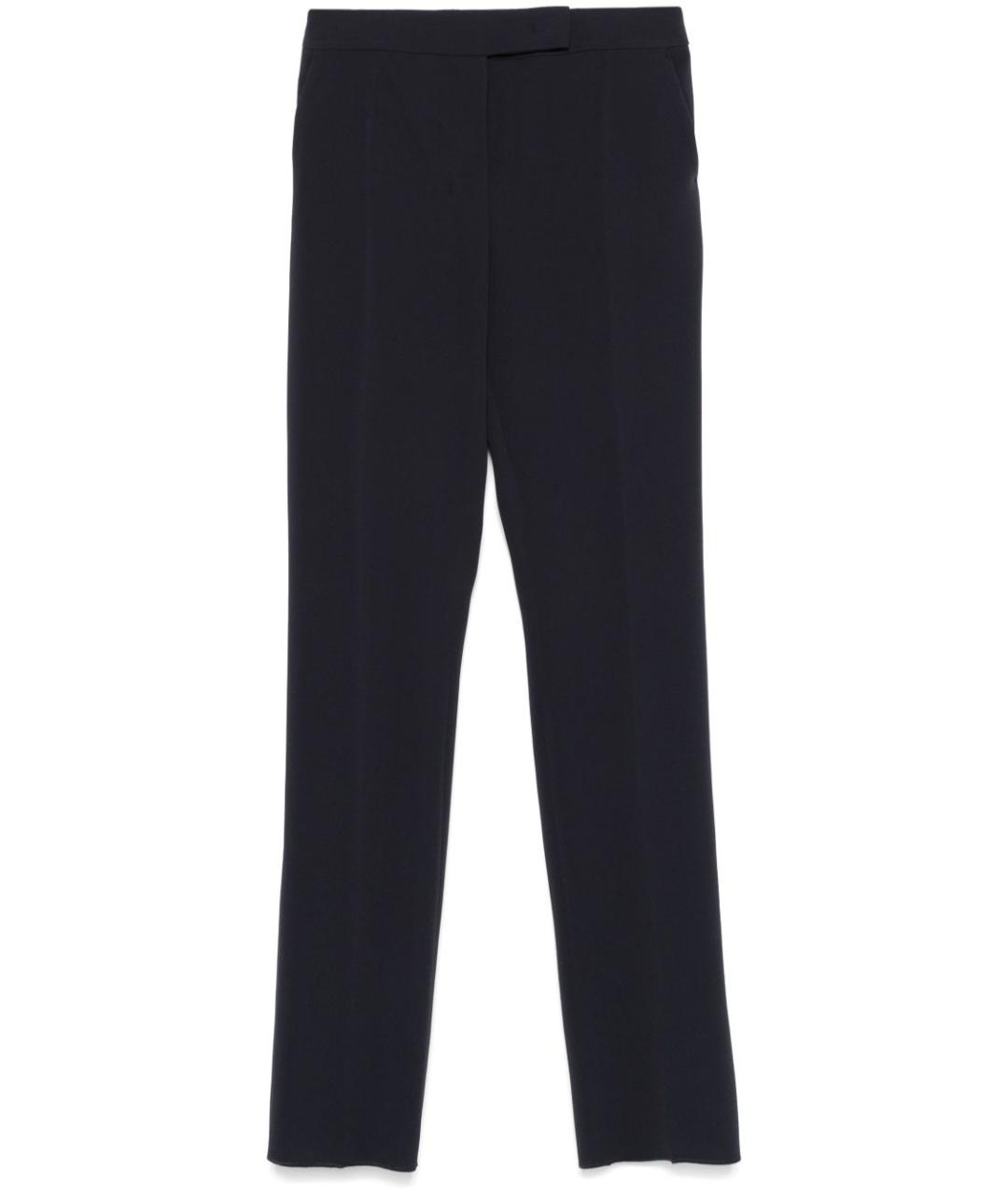 MAX MARA Темно-синие полиэстеровые прямые брюки, фото 1