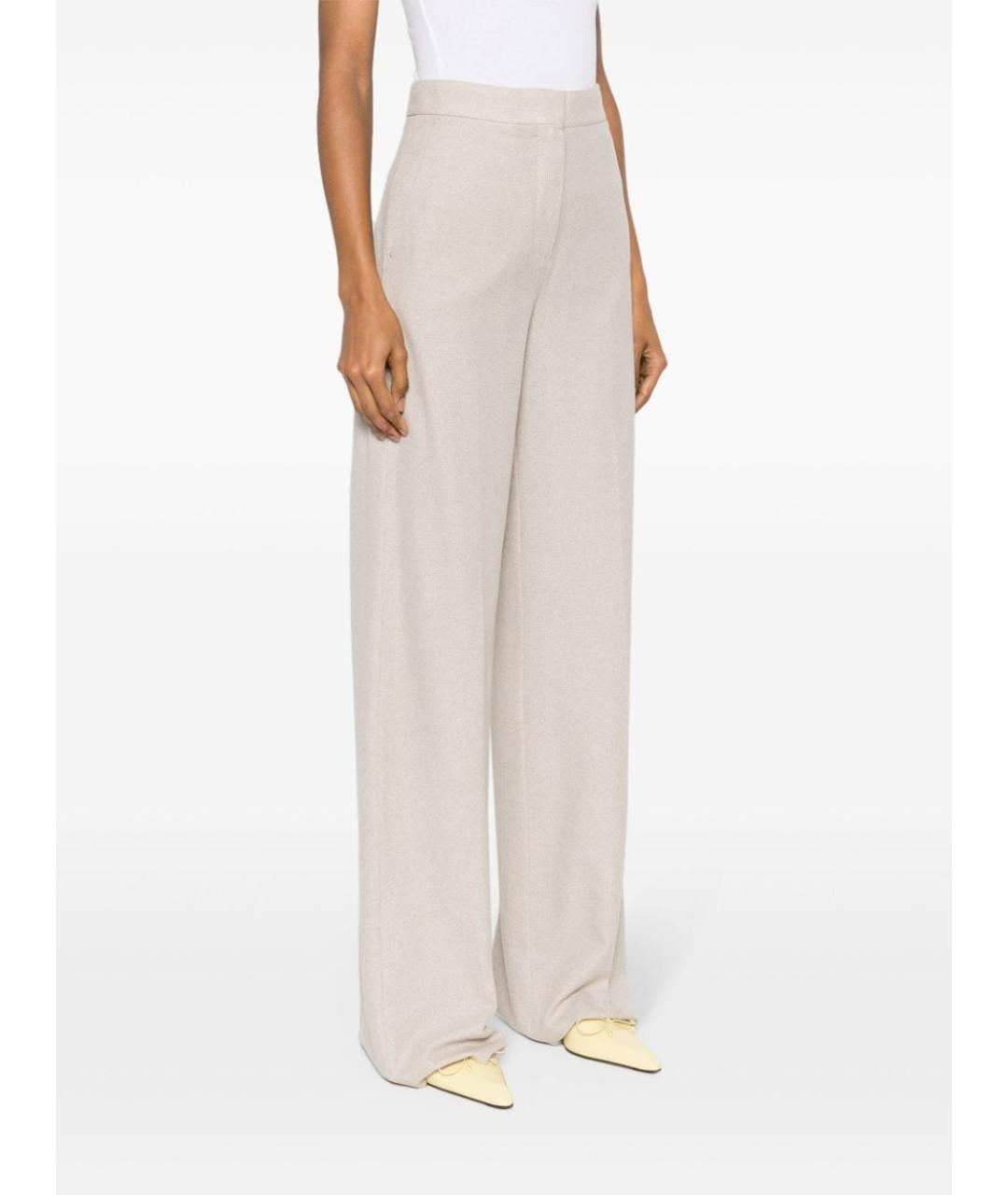 MAX MARA Бежевые хлопковые прямые брюки, фото 2