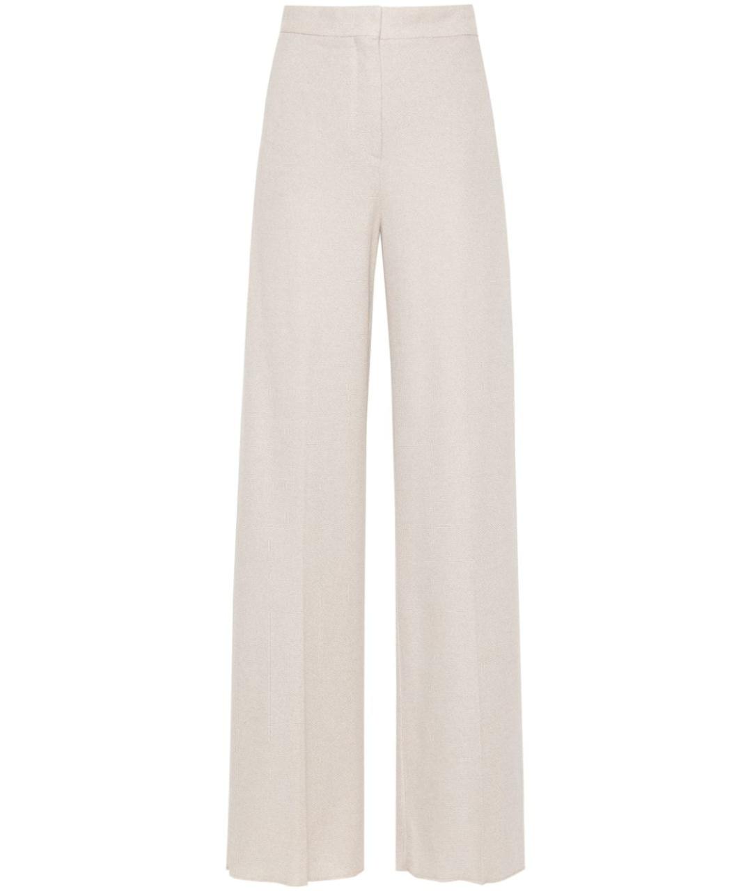 MAX MARA Бежевые хлопковые прямые брюки, фото 1