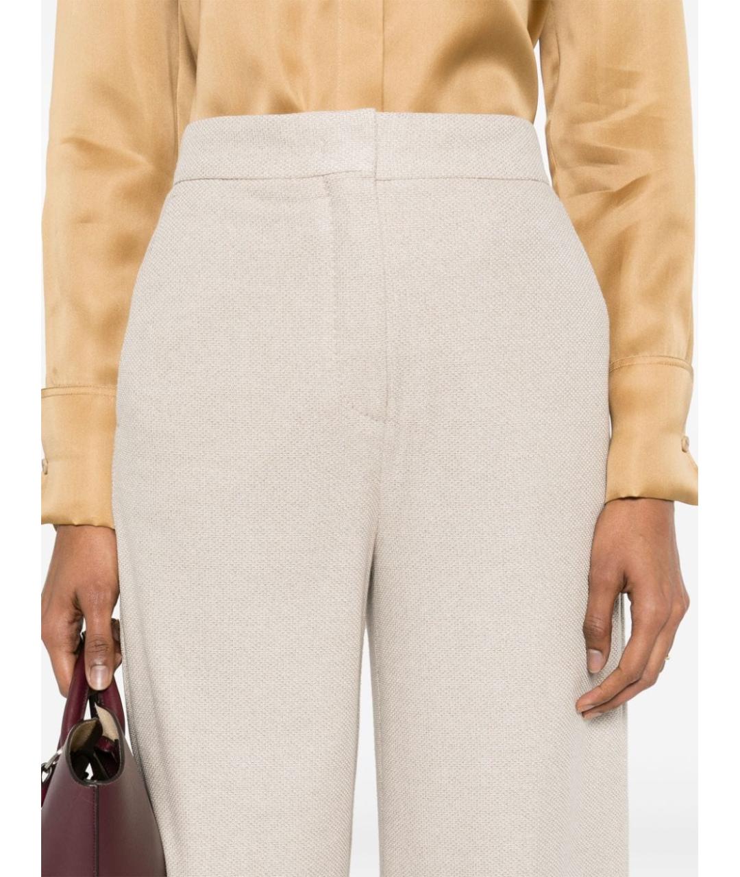 MAX MARA Бежевые хлопковые прямые брюки, фото 3