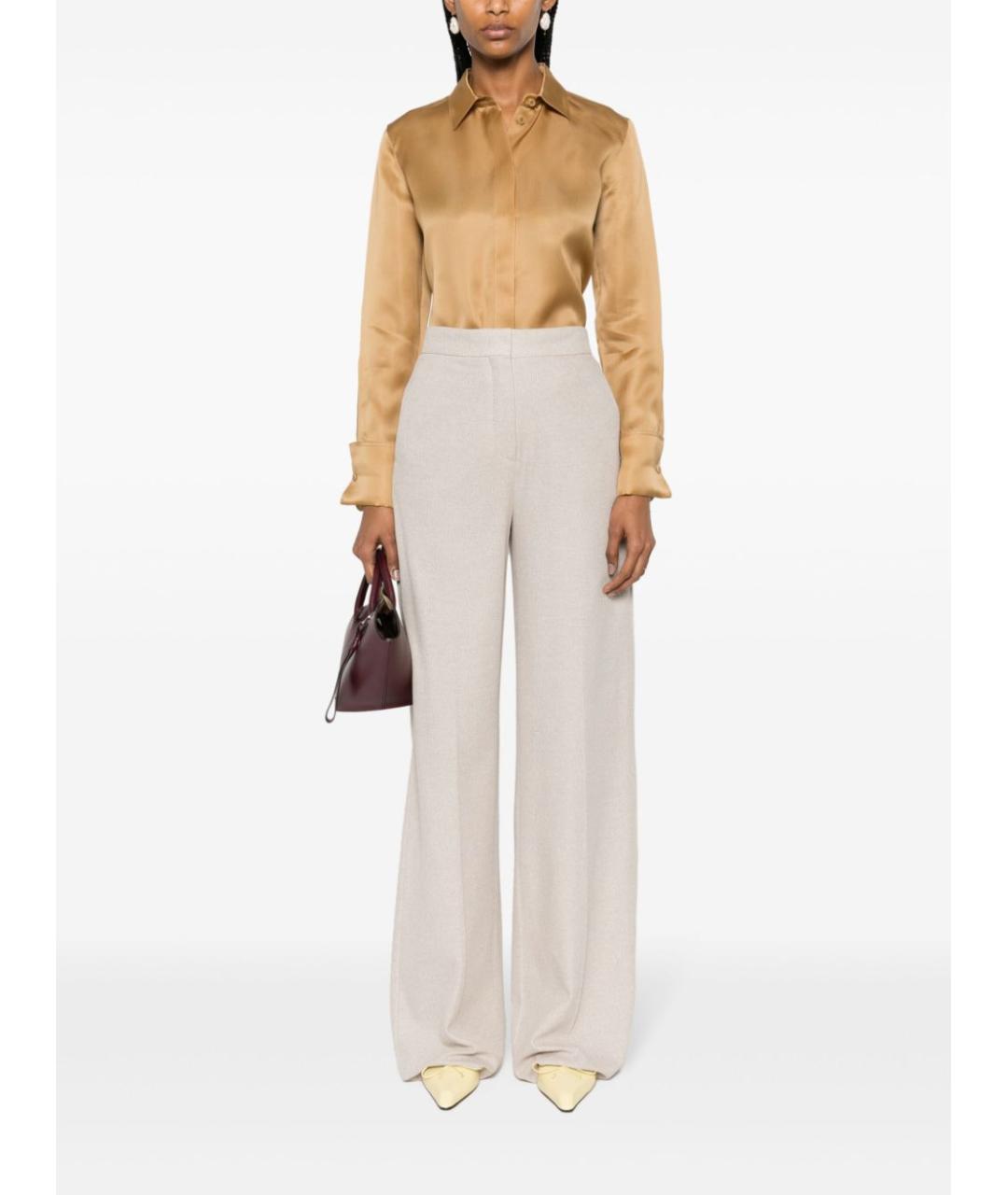 MAX MARA Бежевые хлопковые прямые брюки, фото 5