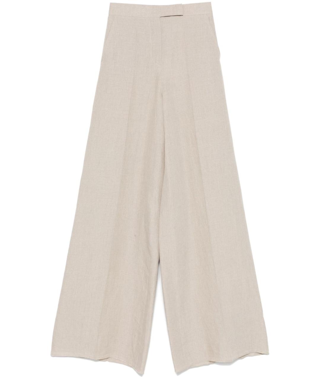 MAX MARA Бежевые льняные прямые брюки, фото 1
