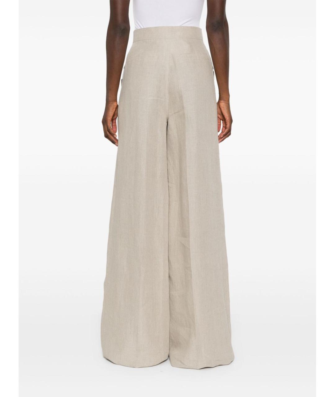 MAX MARA Бежевые льняные прямые брюки, фото 4