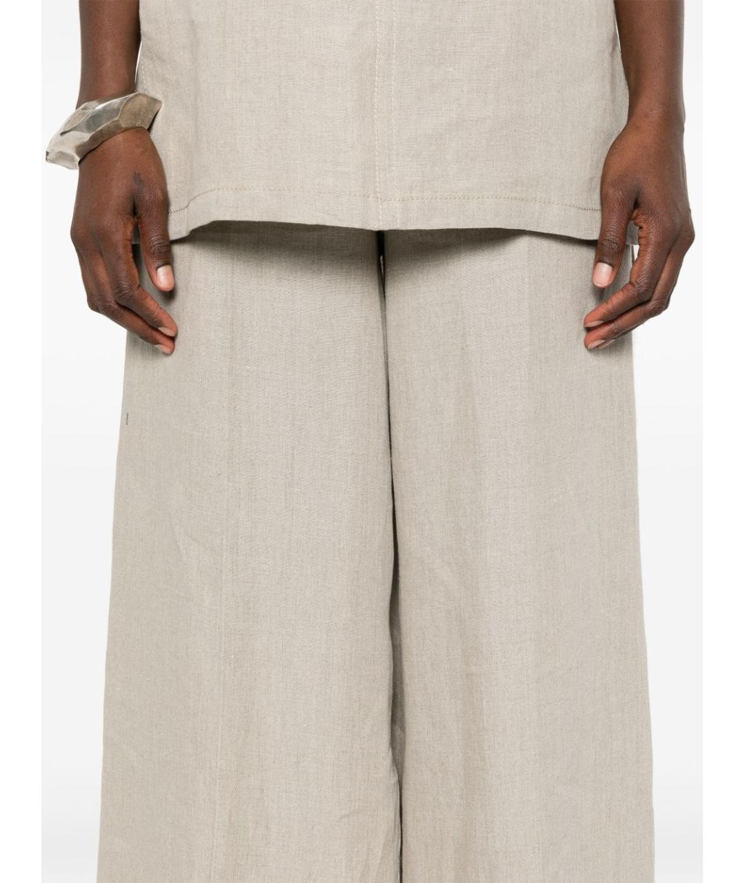 MAX MARA Бежевые льняные прямые брюки, фото 5