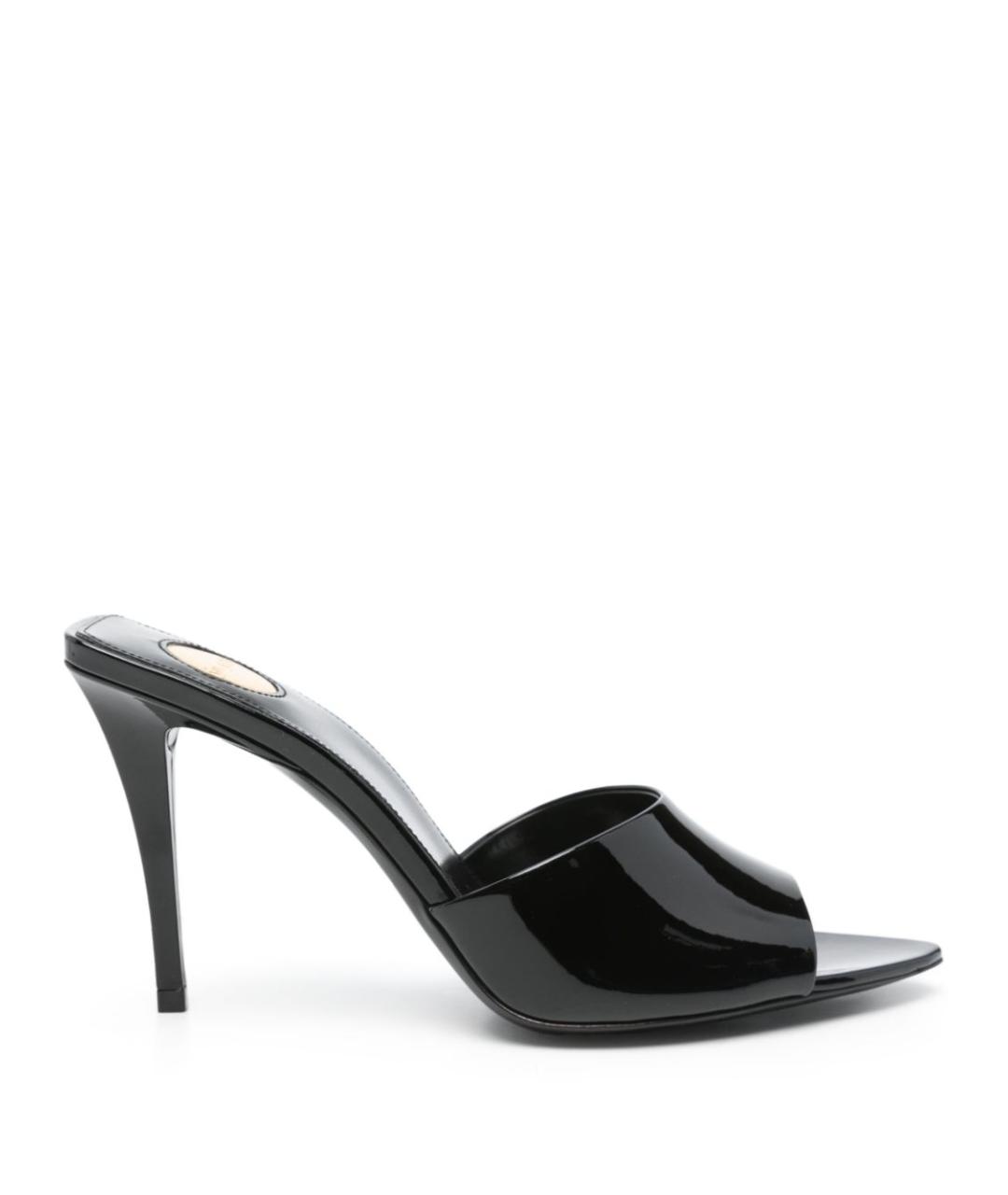 SAINT LAURENT Черные кожаные мюли, фото 1