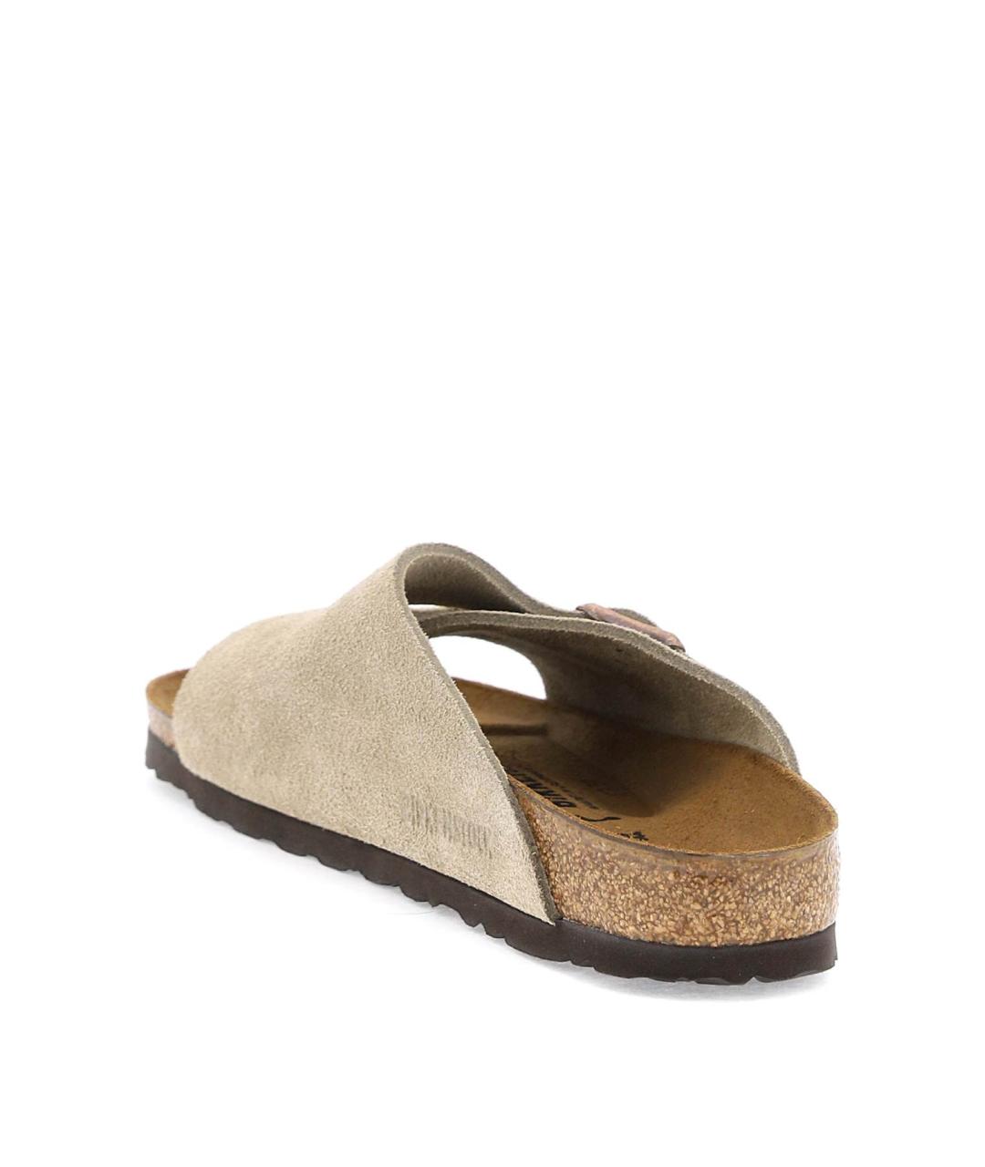 BIRKENSTOCK Бежевые замшевые шлепанцы, фото 4