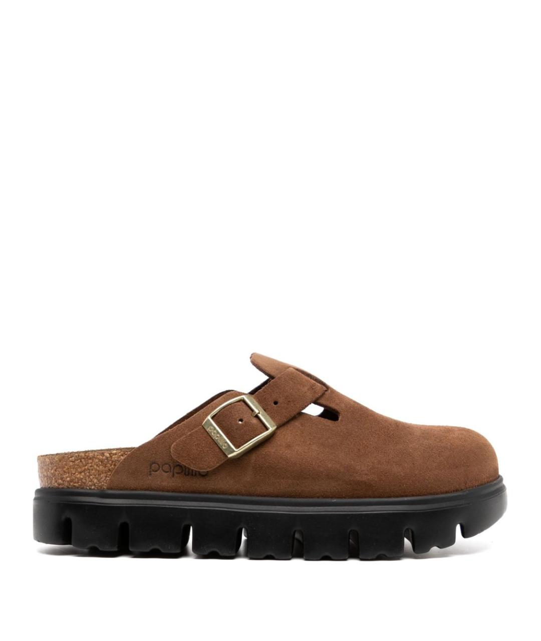 BIRKENSTOCK Коричневые кожаные сабо, фото 1