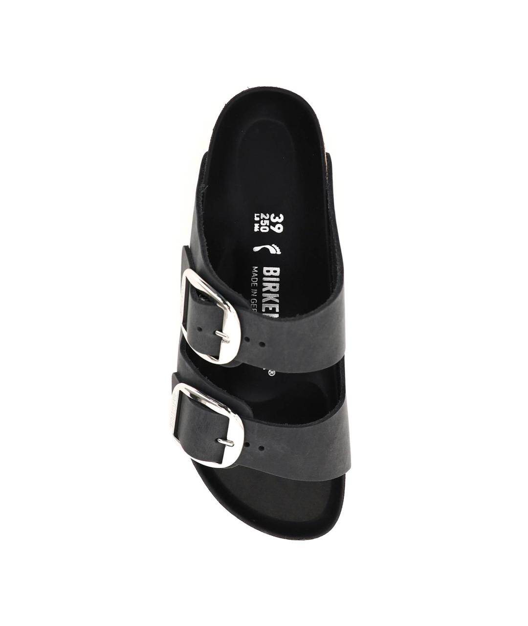 BIRKENSTOCK Черные кожаные шлепанцы, фото 3