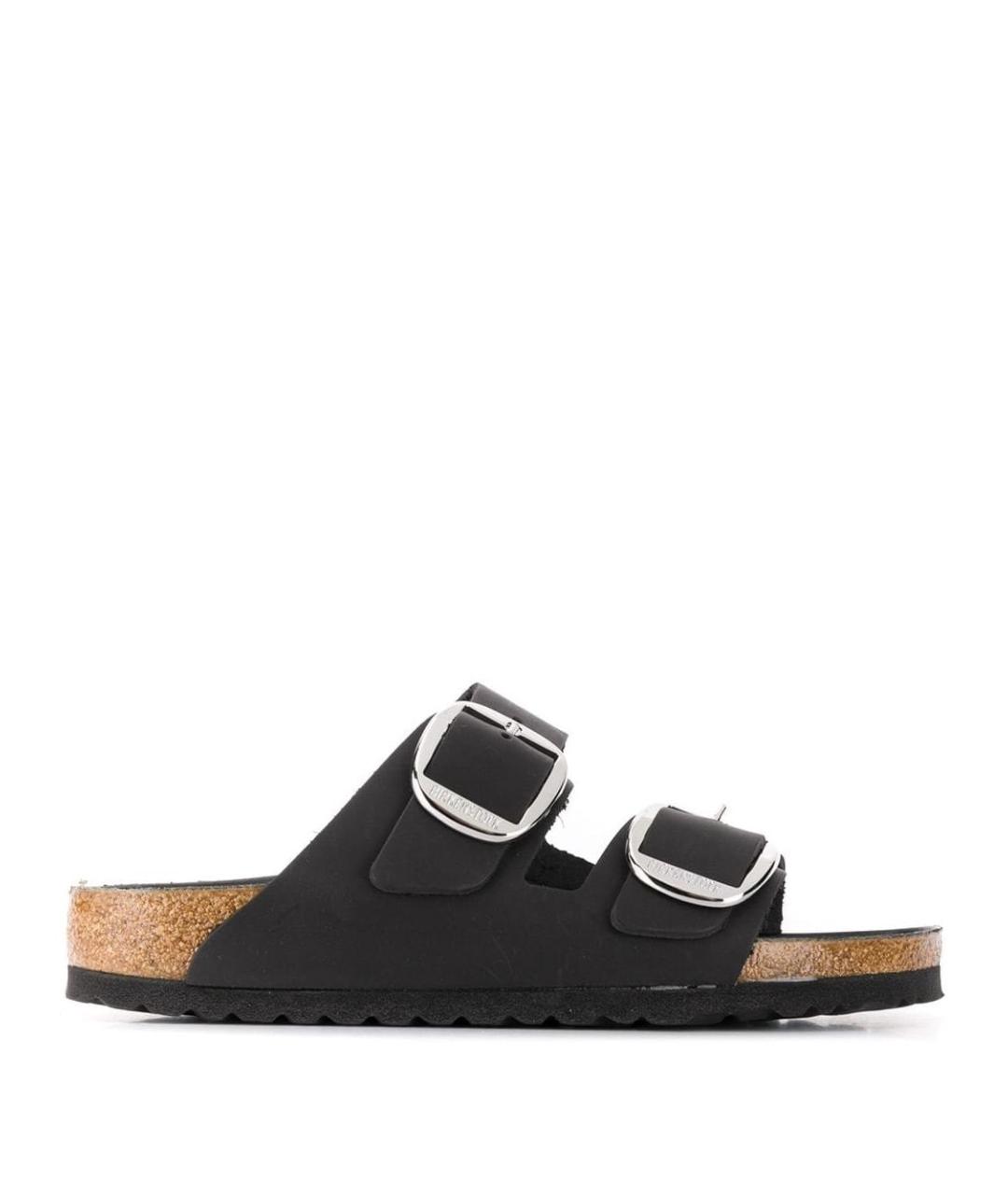 BIRKENSTOCK Черные кожаные шлепанцы, фото 1