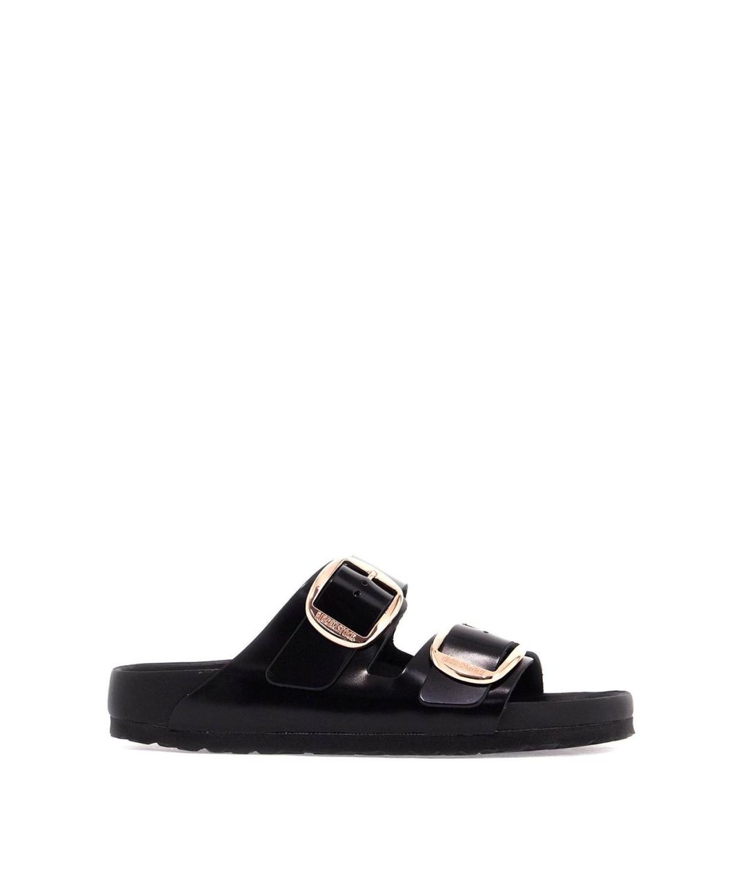 BIRKENSTOCK Черные кожаные шлепанцы, фото 1