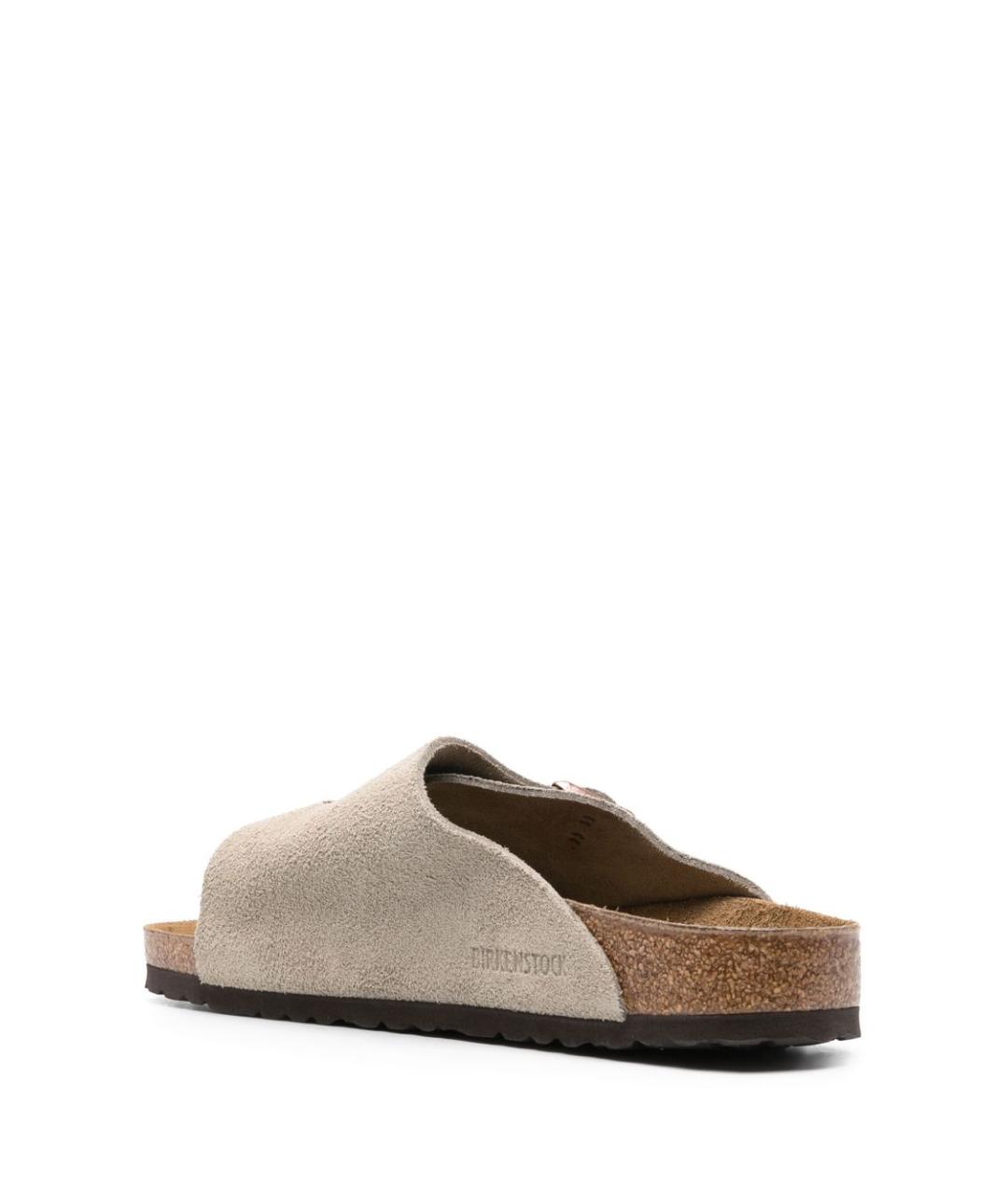 BIRKENSTOCK Бежевые замшевые шлепанцы, фото 3