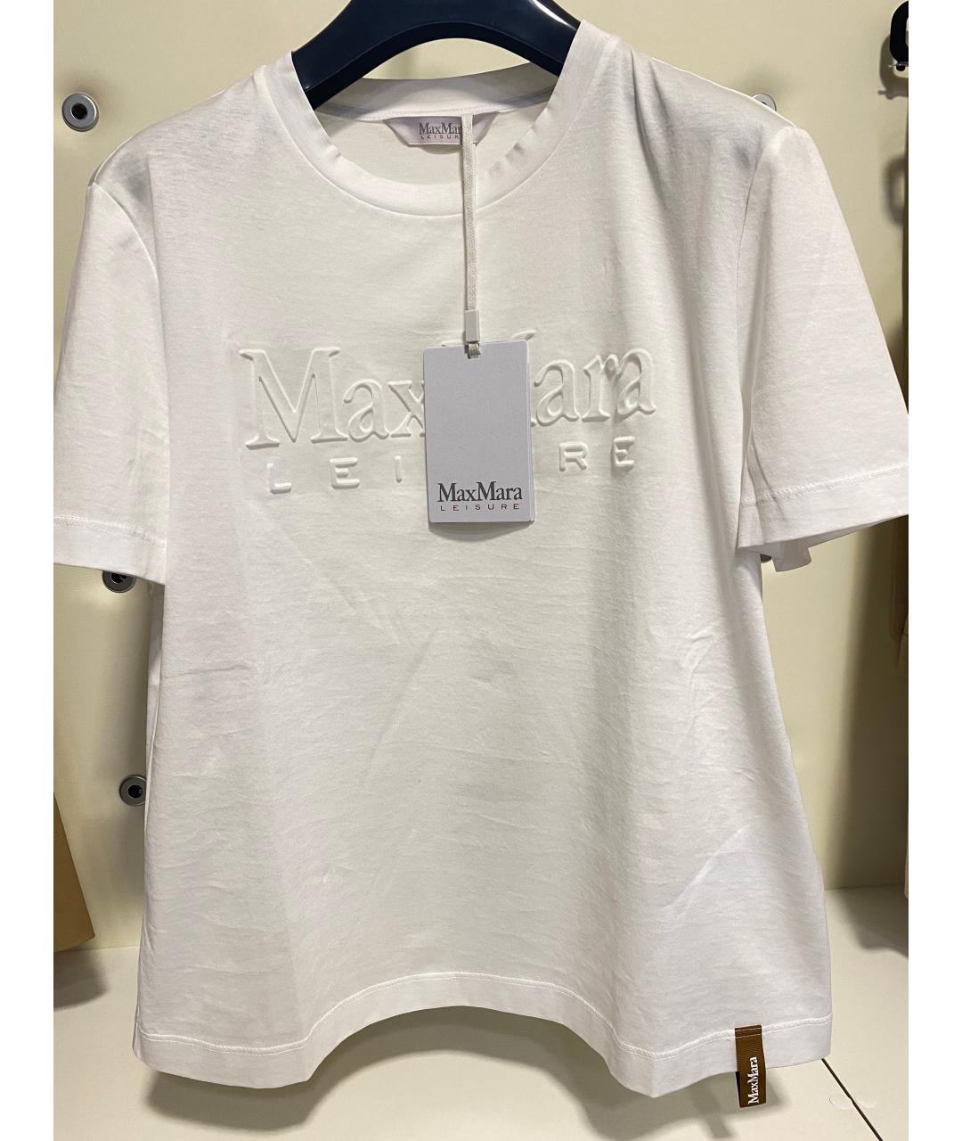 MAX MARA Белая хлопковая футболка, фото 5