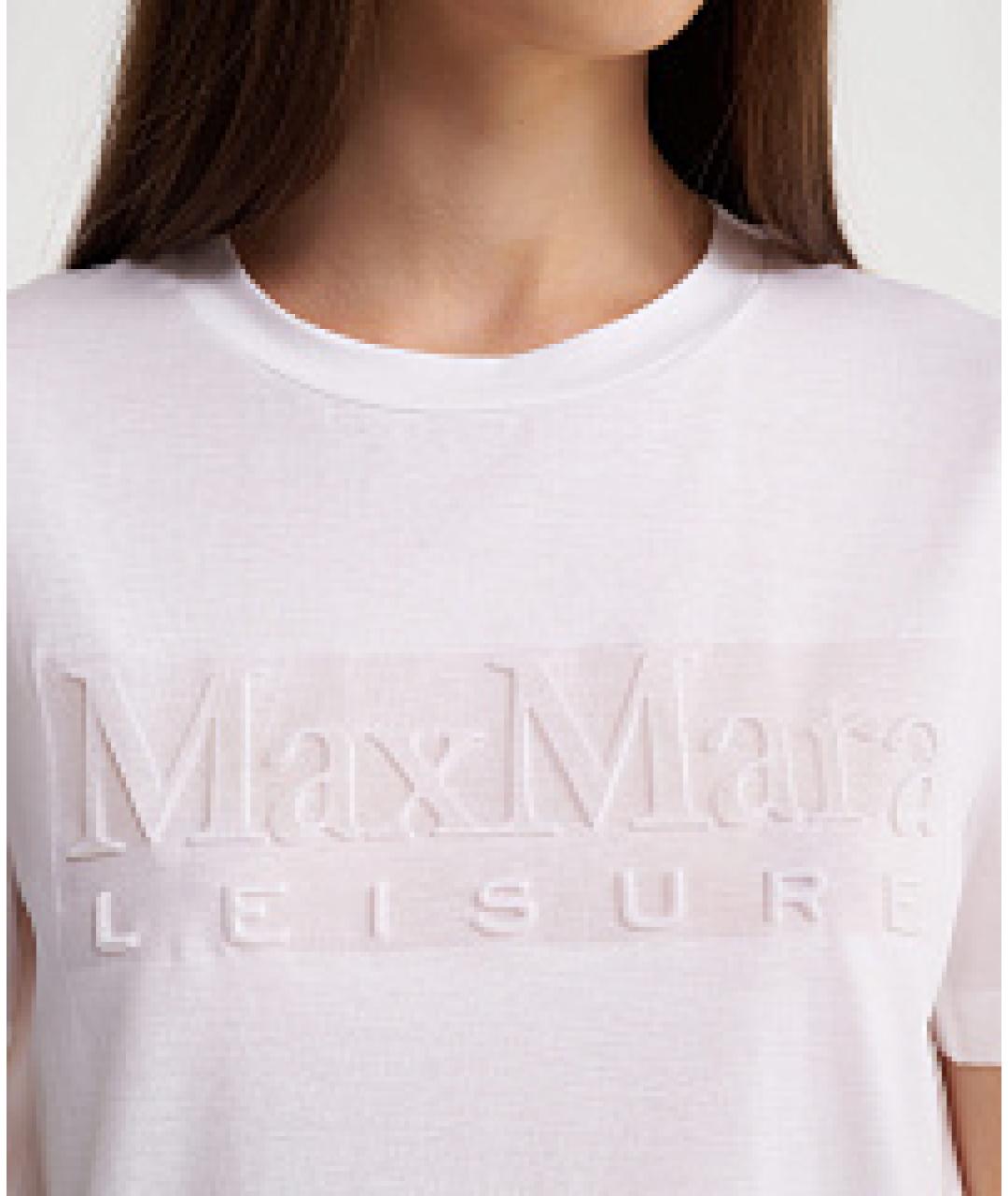 MAX MARA Белая хлопковая футболка, фото 4
