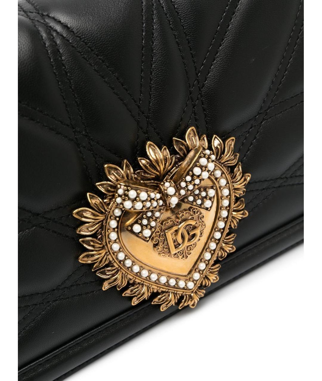 DOLCE&GABBANA Черная кожаная сумка через плечо, фото 3