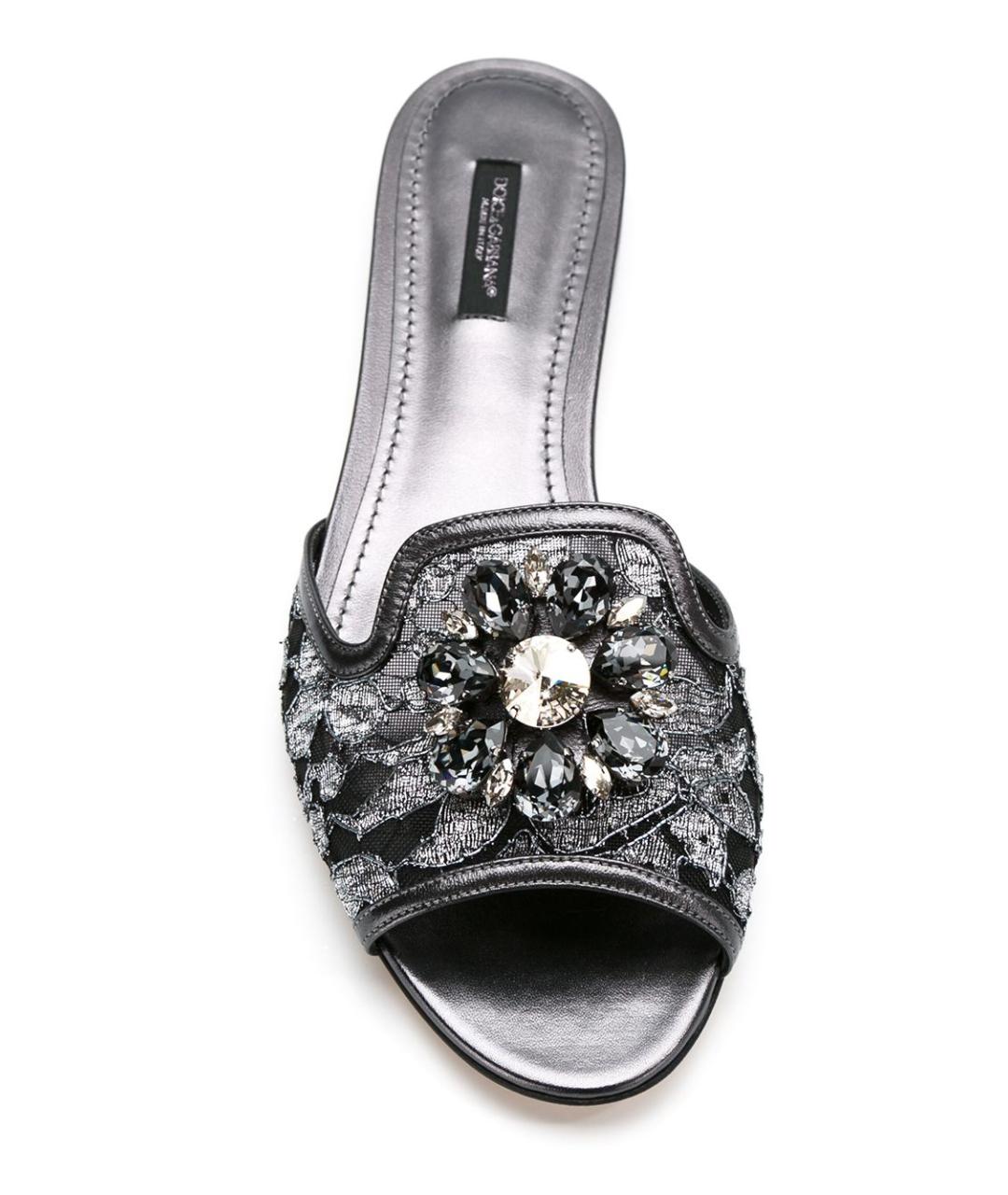 DOLCE&GABBANA Серебряные синтетические шлепанцы, фото 4