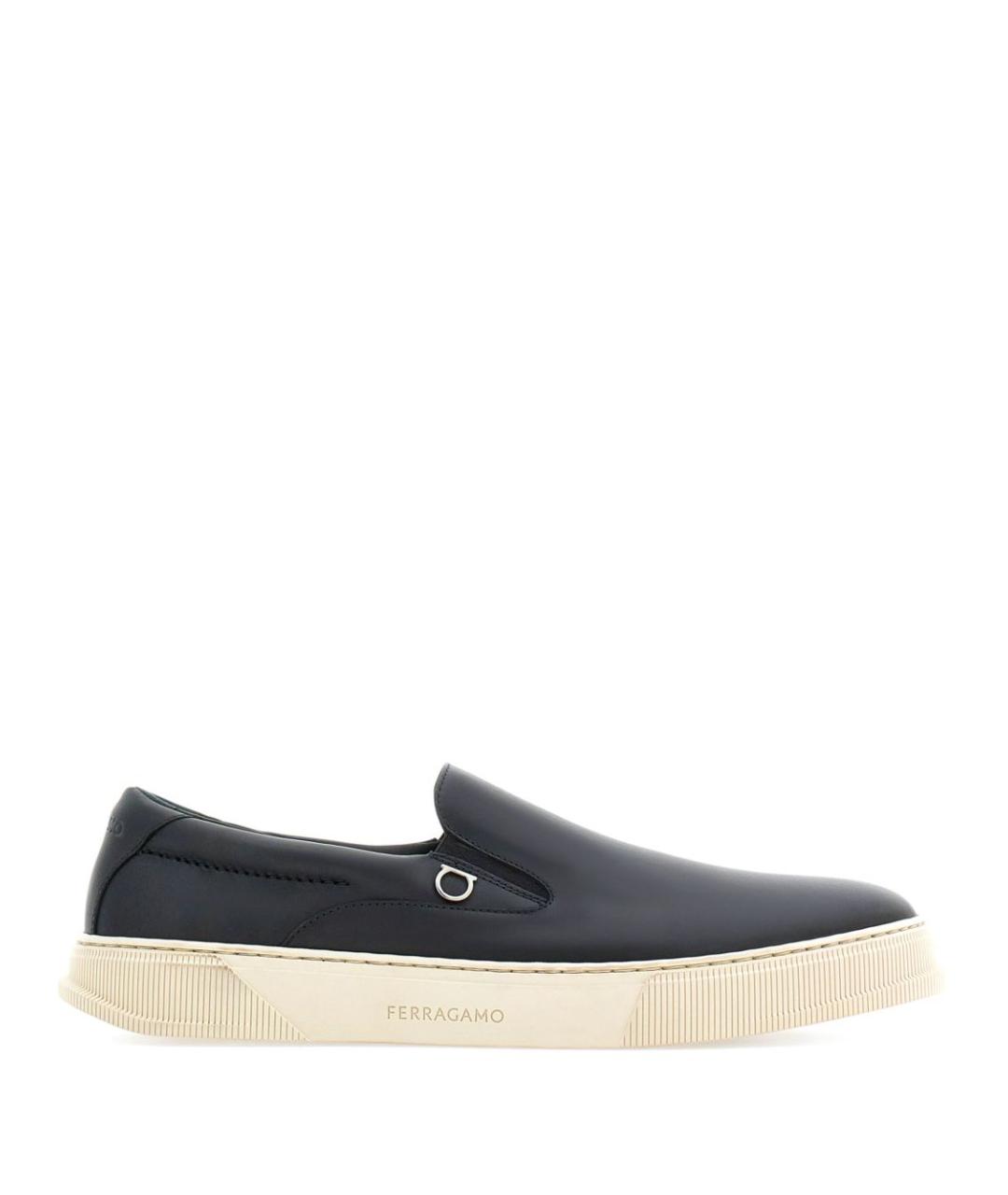 FERRAGAMO Черные кожаные слипоны, фото 1