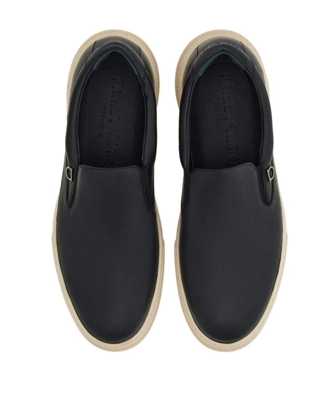 FERRAGAMO Черные кожаные слипоны, фото 4