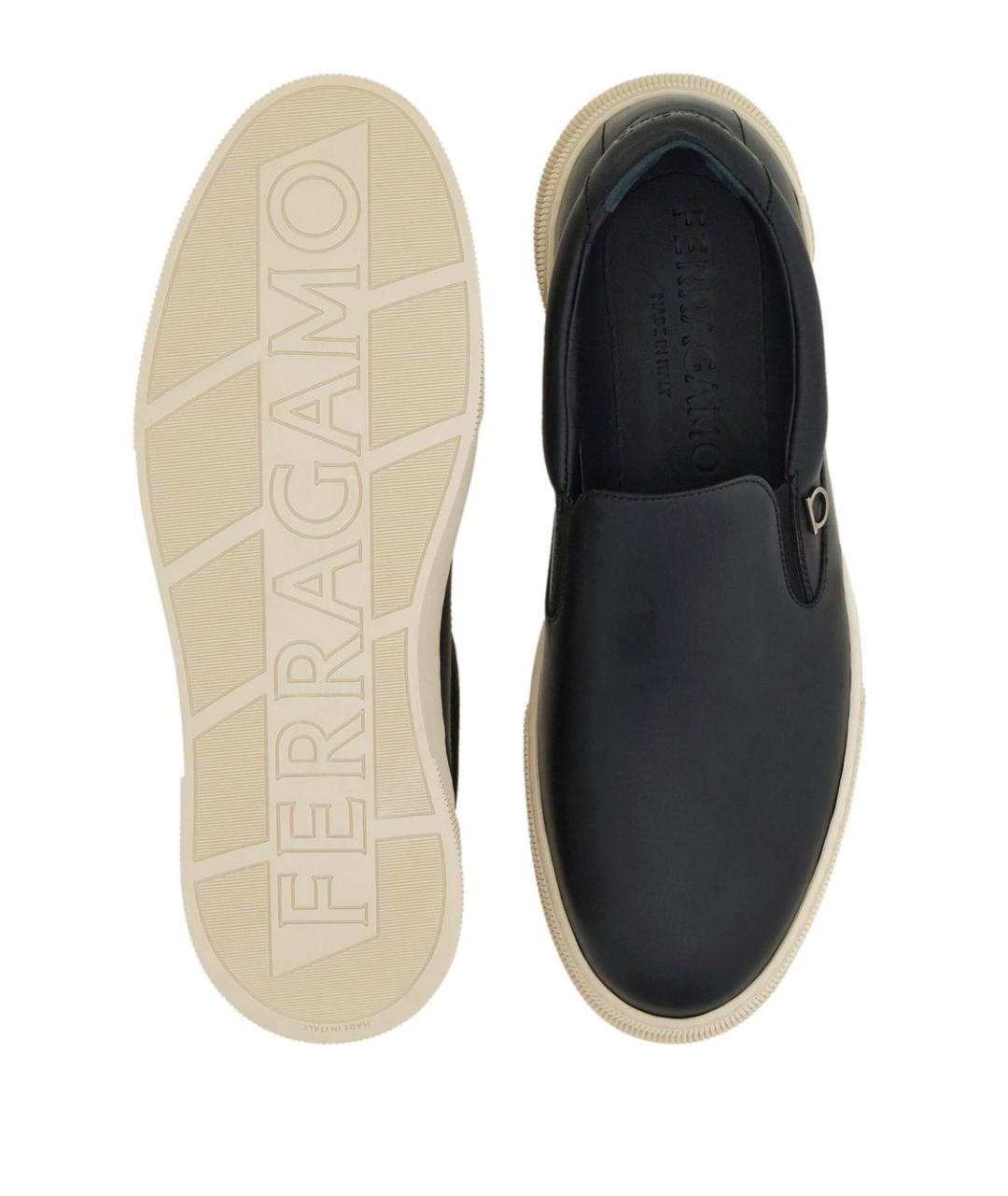 FERRAGAMO Черные кожаные слипоны, фото 3