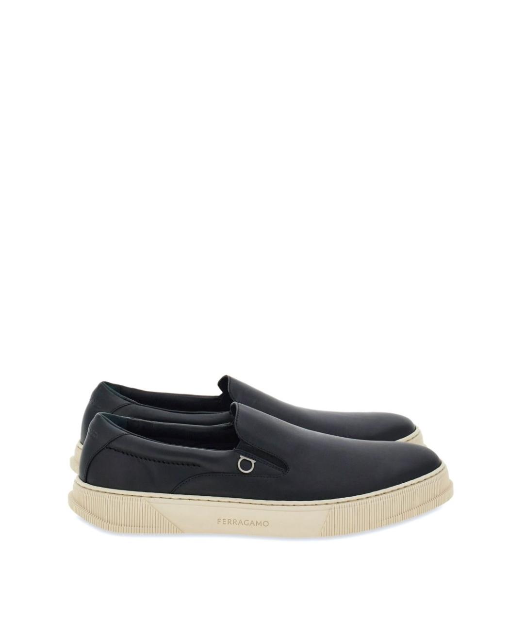 FERRAGAMO Черные кожаные слипоны, фото 2