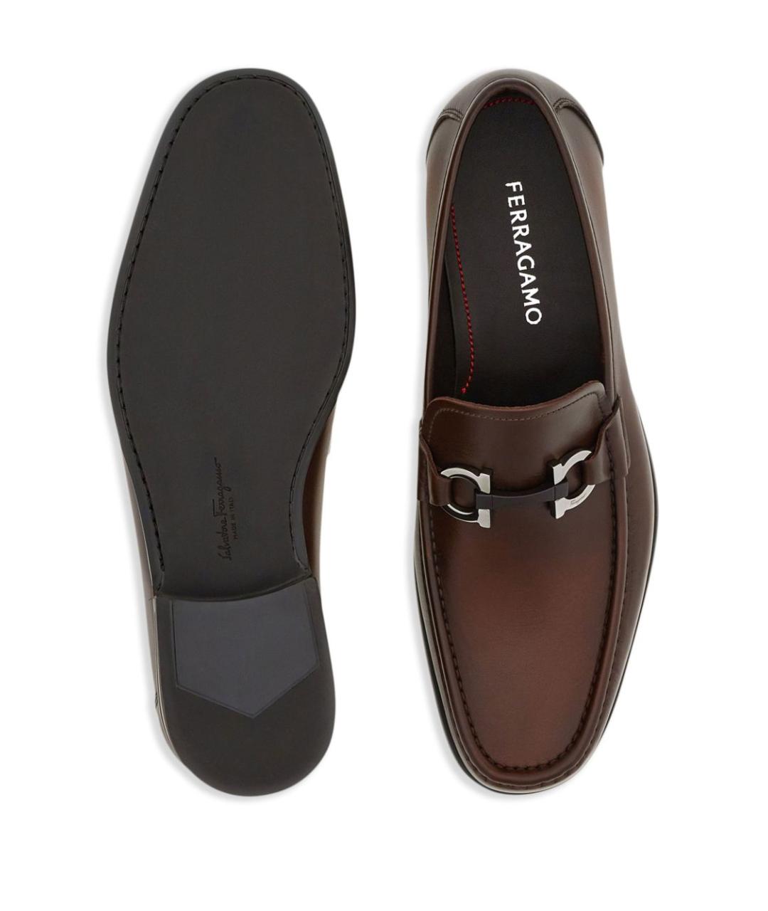 FERRAGAMO Коричневые кожаные лоферы, фото 5