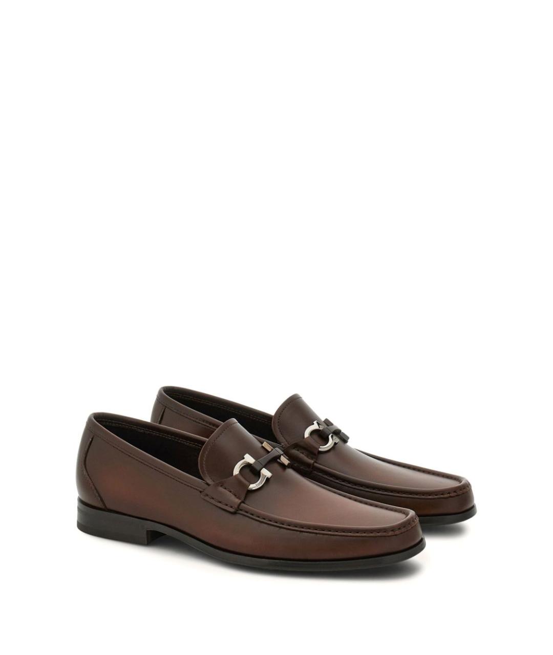 FERRAGAMO Коричневые кожаные лоферы, фото 3