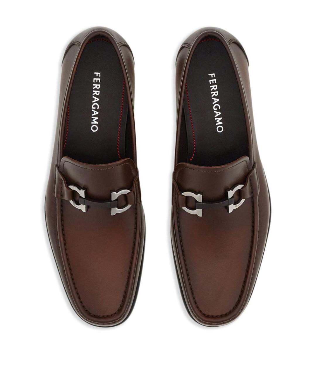FERRAGAMO Коричневые кожаные лоферы, фото 4